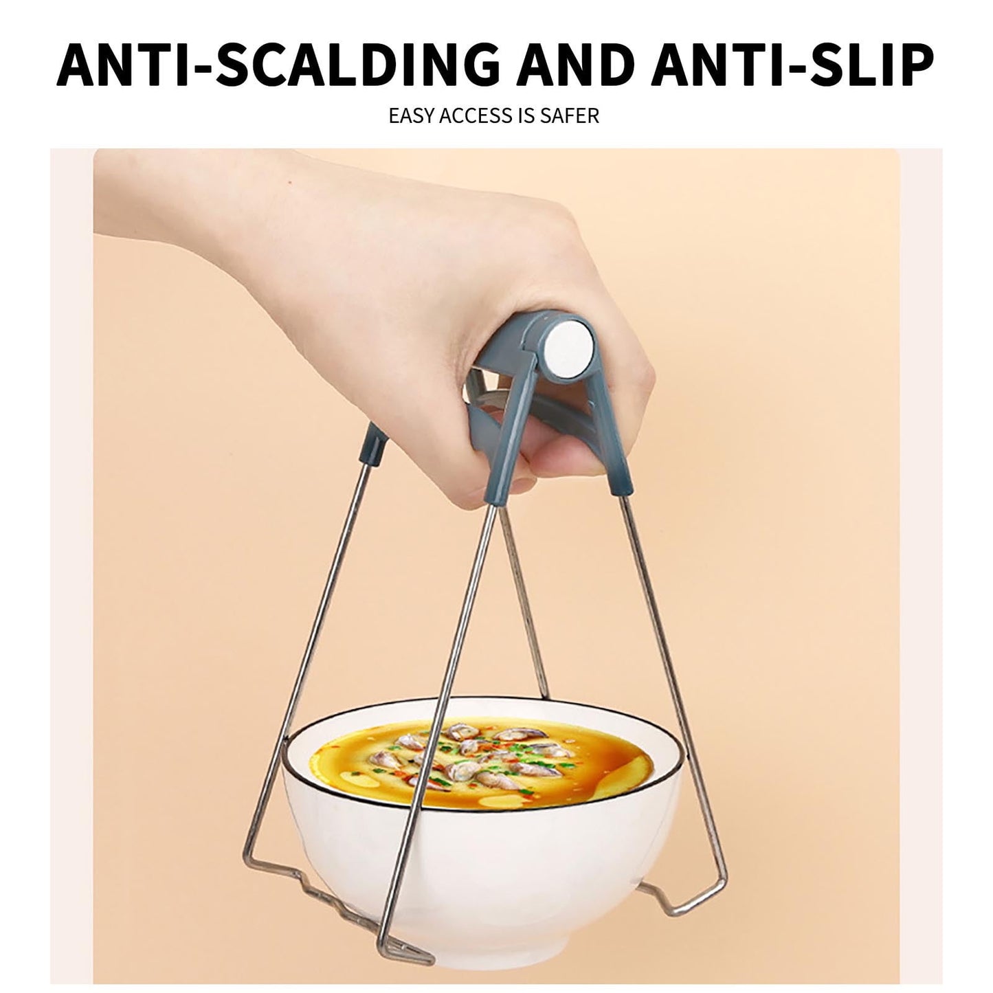 Anti-Scald Bowl Clamp, Pot Casserole Grabber Tongs, Heat Resistant Kitchen Lifter, Ergonomic Handle Cookware Tool, Multipurpose Dish Holder