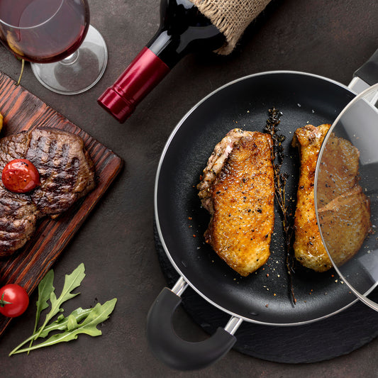 10.25 in. Aluminum Covered Saute Pan with Helper, Charcoal Grey