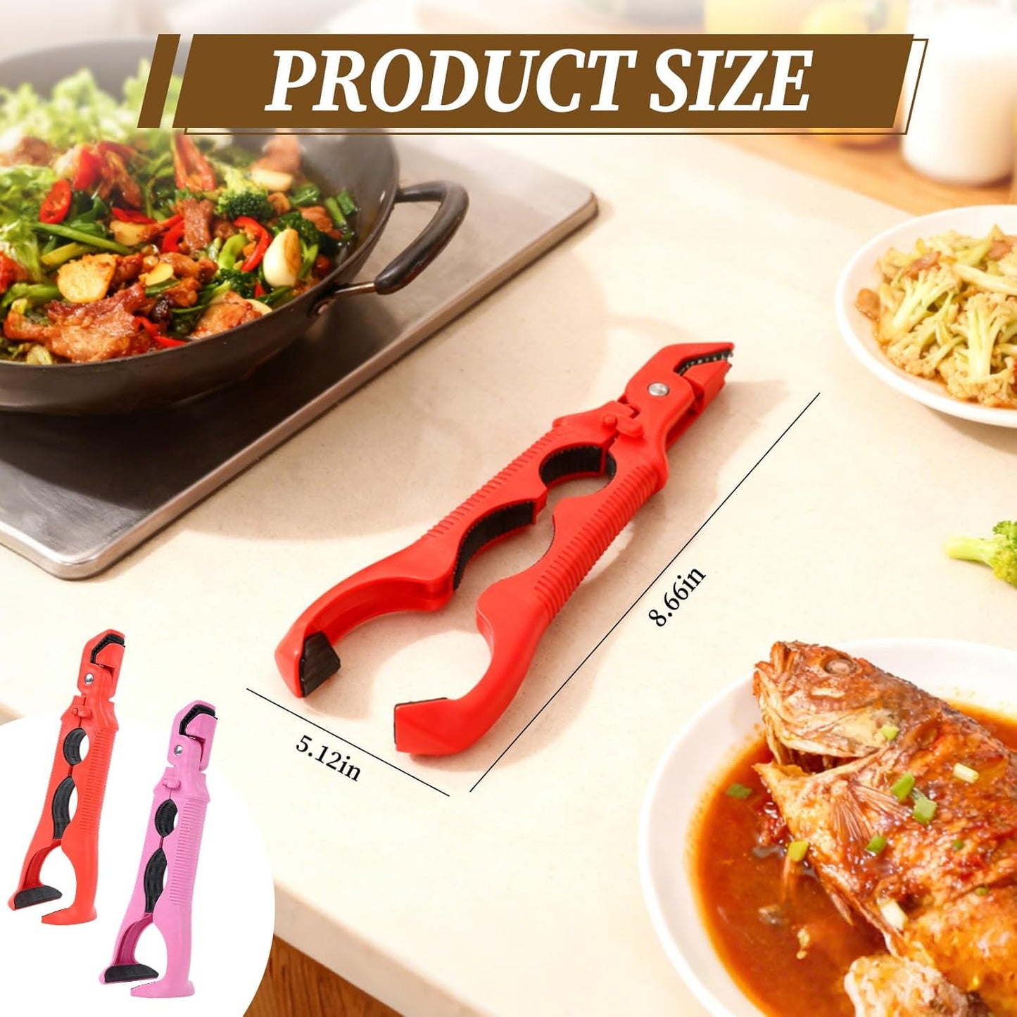 3-in-1 Hot Plate Gripper, Anti Scald Plate Gripper, Multi-Angle Anti-Scald Bowl Holder Clip & Hot Plate Grabber Tool with Lock, Kitchen Utensil For Bowls Pans Dishes (2PCS)