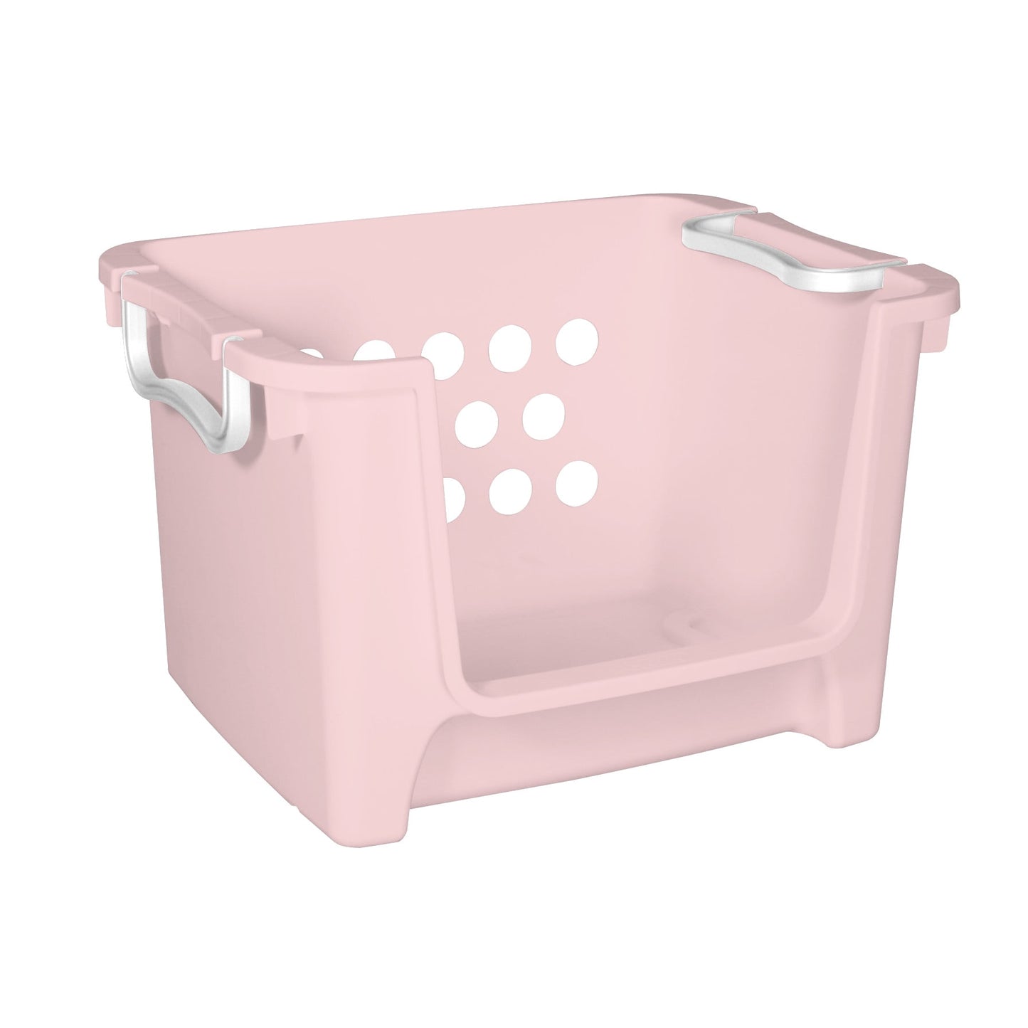 Kids Grey Open Front Stacking Toy Storage Bin with Handles, Grey