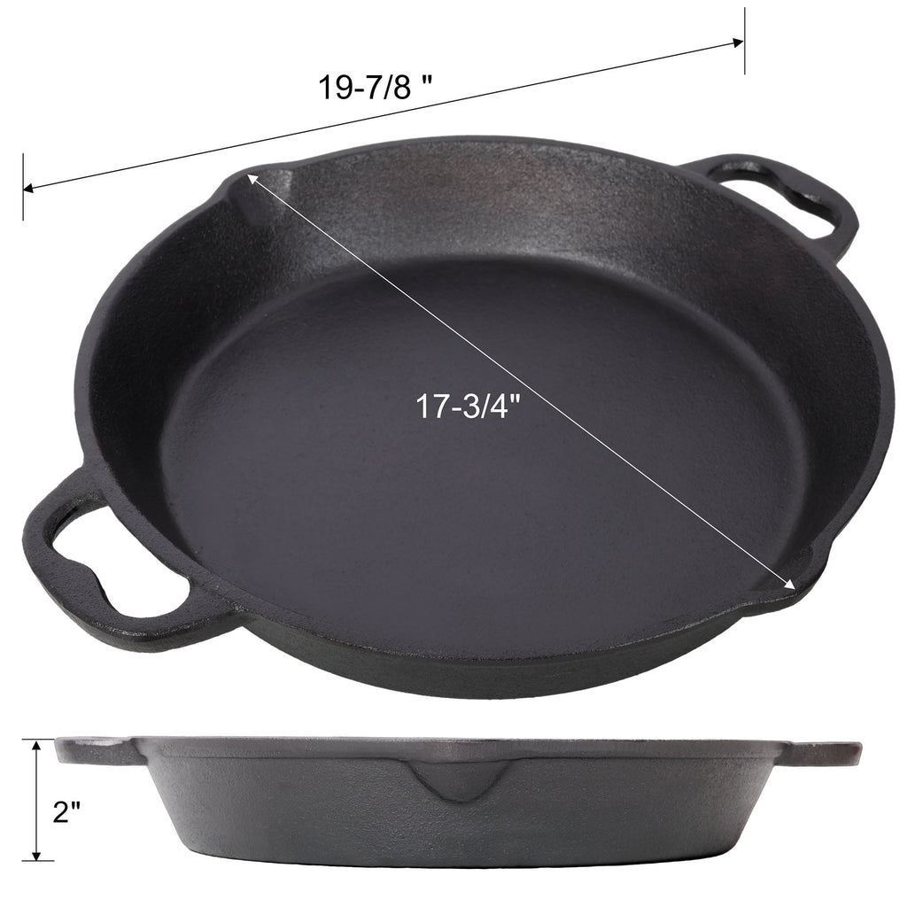 CQSXDA 12 Inch Pre-Seasoned Cast Iron Skillet Pan, Dual Helper Handles, Stovetop Grill Oven Safe