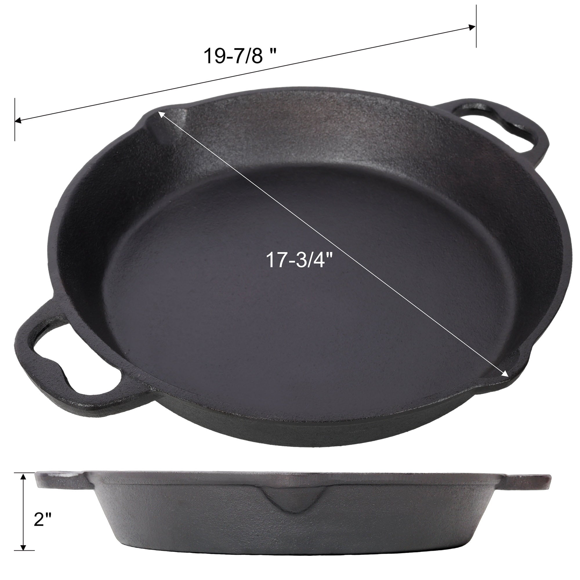 CQSXDA 12 Inch Pre-Seasoned Cast Iron Skillet Pan, Dual Helper Handles, Stovetop Grill Oven Safe