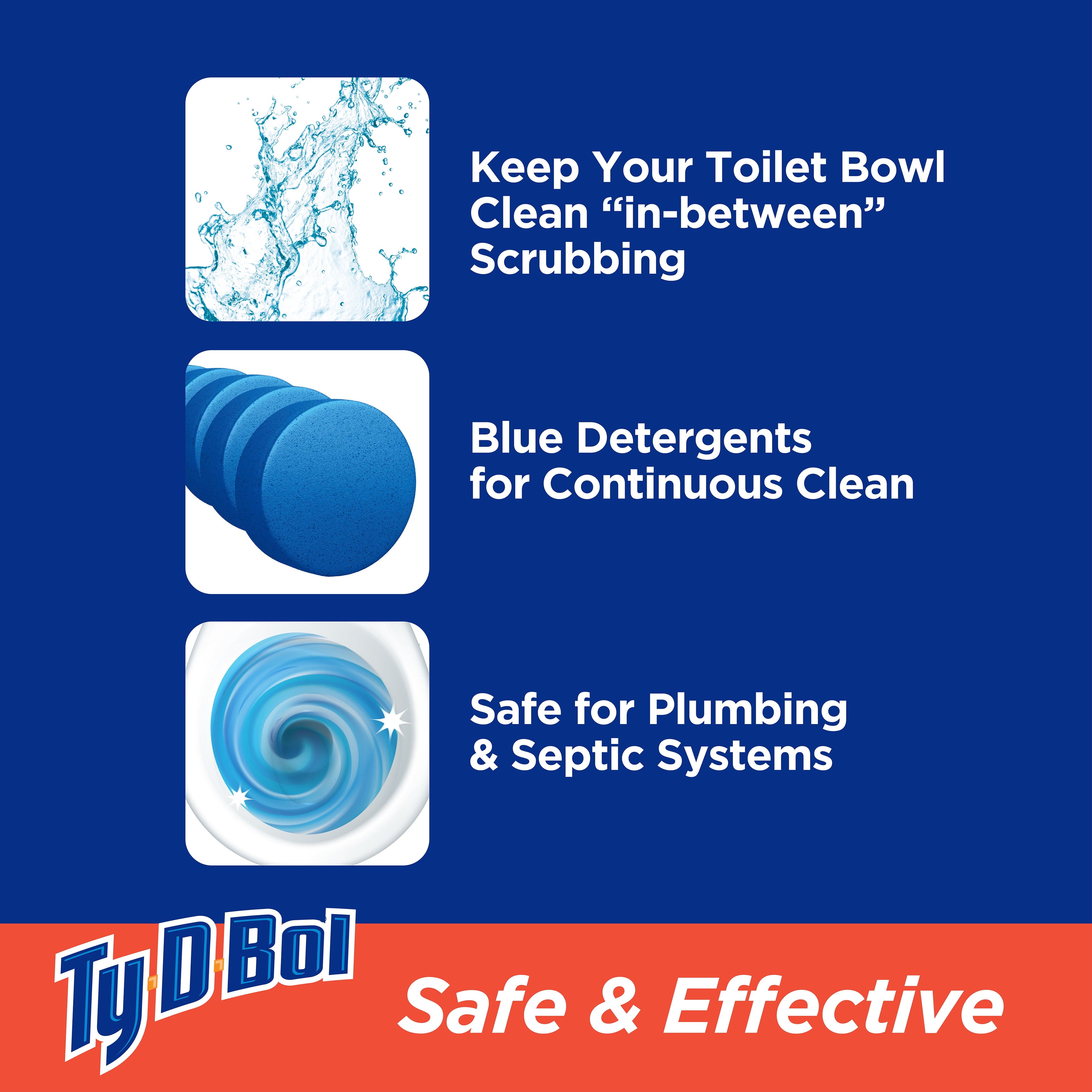 Ty-D-Bol Bleach-Free Toilet Bowl Cleaner Tablets, 1.4 oz, 5 Count