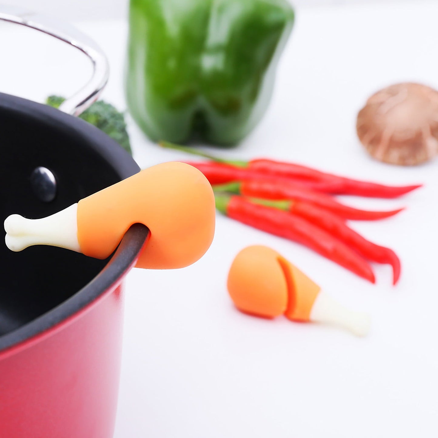3Pcs Silicone Lid Lifter,Chicken Drumstick Lid Lifter, Pot Lid Overflow Preventer, Silicone Kitchen Gadget, Cooking Helper Tool, Soup Boiling Preventer, Stove Top Helper