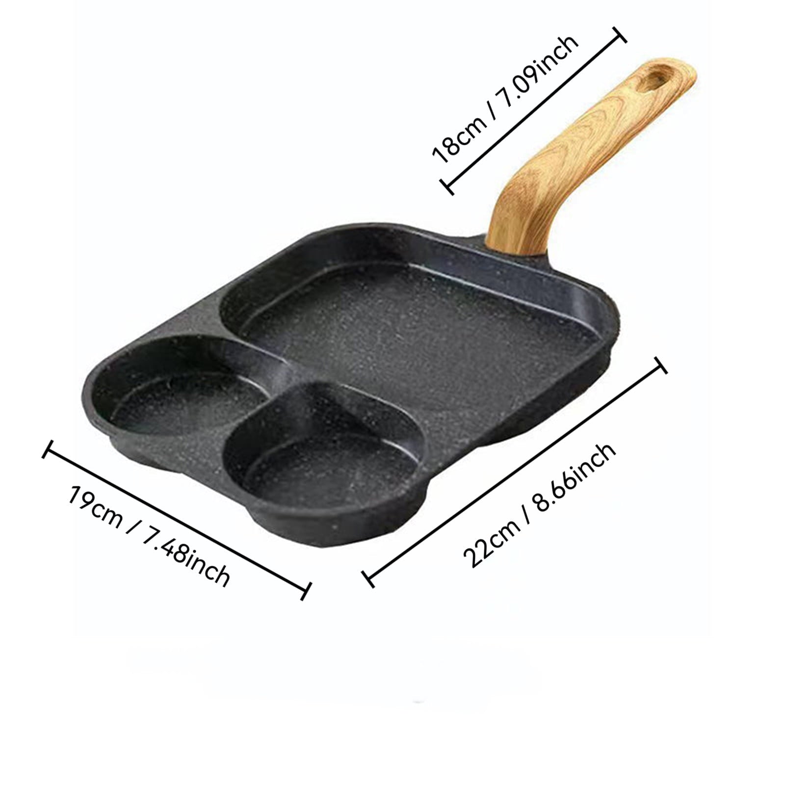 Three-in-One Divided Breakfast Frying Pan, Mini Skillet Simultaneous Cooking, Non-Stick Coating Easy Clean Cookware, Even Heating Universal Stovetop, Efficient Kitchen Cooking Helper