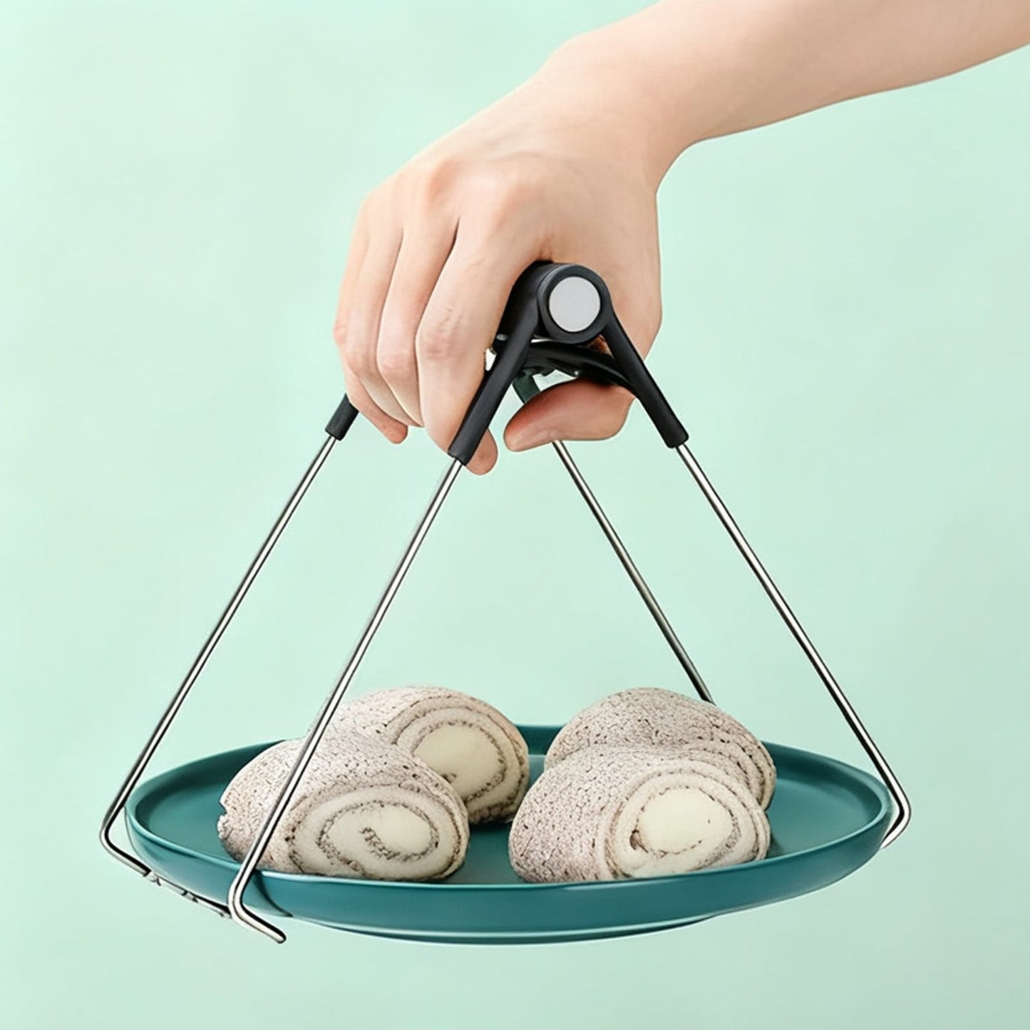 Universal Stainless Steel Plate Lifter,Folding Hot Dish Clip,Anti-Scald Bowl Retriever,Kitchen Tongs Tool,Heat-Resistant Dish Gripper,Multifunction Pan Holder,Hot Food Cookware Clip Black