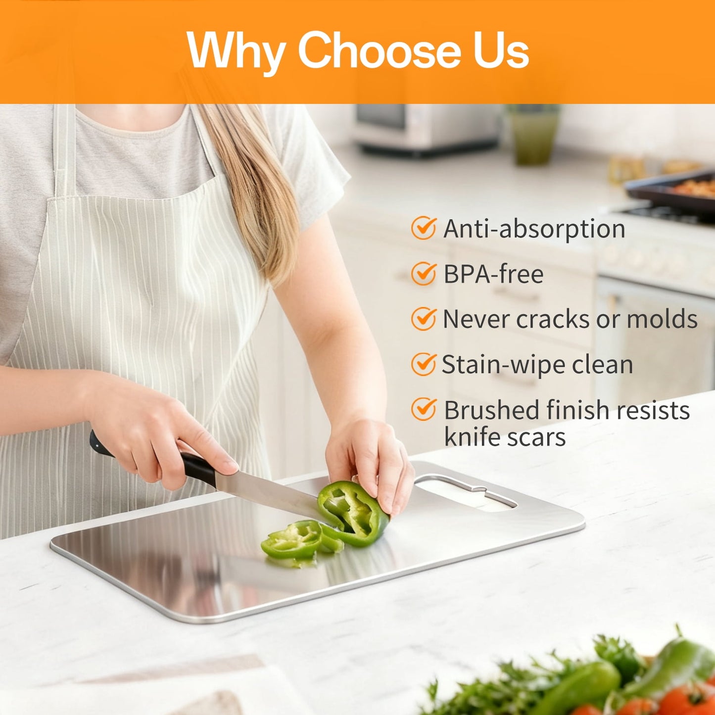 3 PCS Stainless Steel Cutting Board for Kitchen (S+M+L), Hygienic and Dishwasher Safe