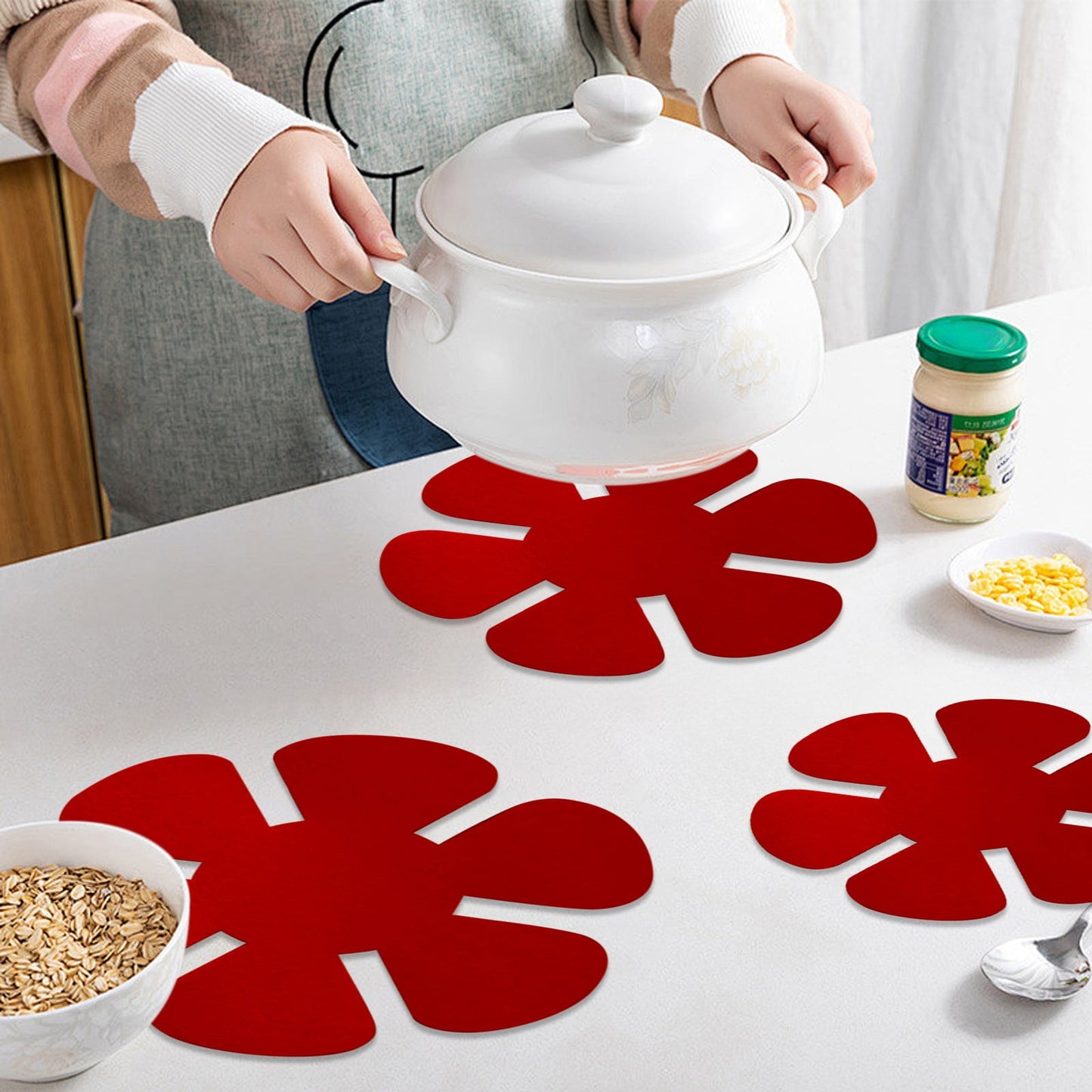 12pcs Pot Protector Non Stick Mat, Frying Pan Insulation Guard, Simple Design, Protect Cookware Surface, Oven Safe, Heat Resistant, Stain Free, Fabric, Kitchen Cooking Helper