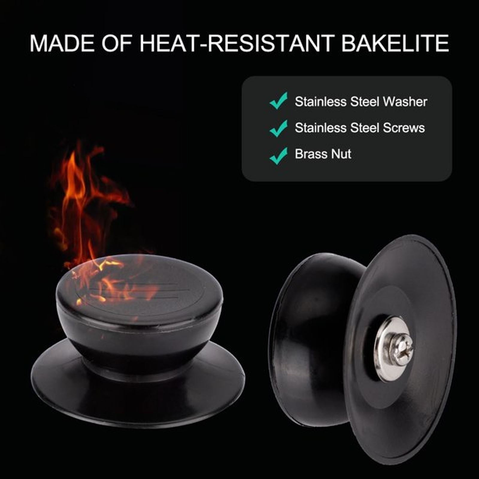 5 Pcs Universal Pot Lid Cover Knobs, Replacement Lid Handles, Heat-Resistant Black Plastic Knobs for Kitchen Bakeware Assessories Cover Black Great Helper