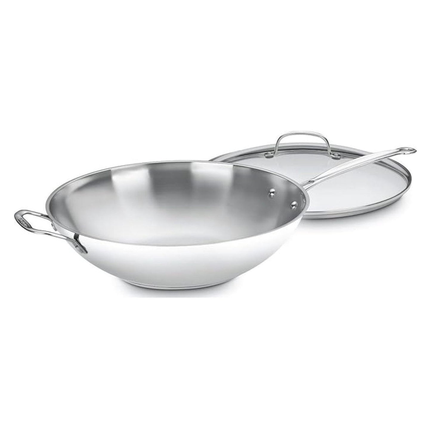 14 Inch Stir Fry Pan with Lid &amp; Helper Handle, Stainless Steel Chef's Pan - Classic Kitchen Cookware for Searing, Sauteing, &amp; High Heat Cooking