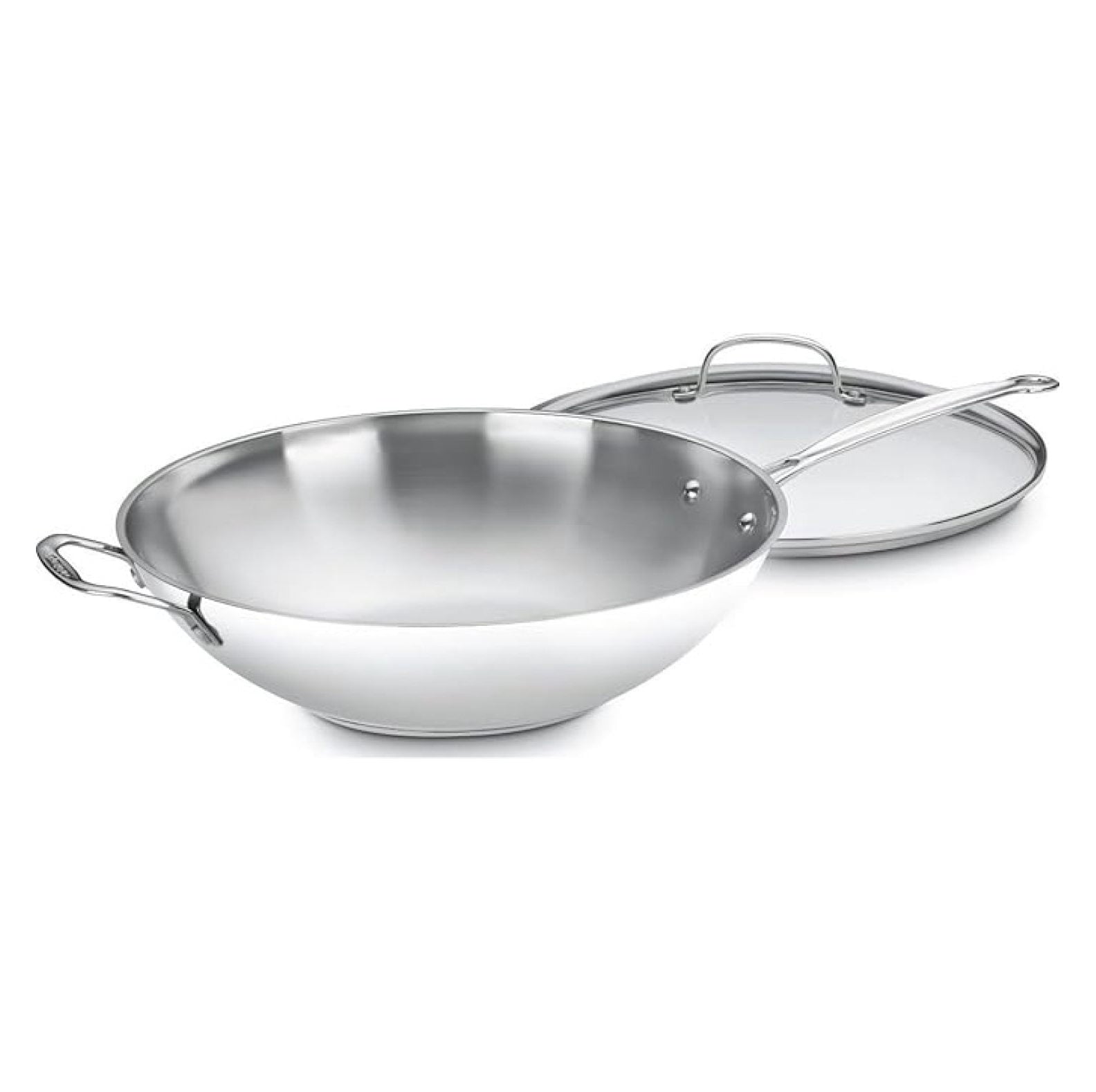 14 Inch Stir Fry Pan with Lid &amp; Helper Handle, Stainless Steel Chef's Pan - Classic Kitchen Cookware for Searing, Sauteing, &amp; High Heat Cooking