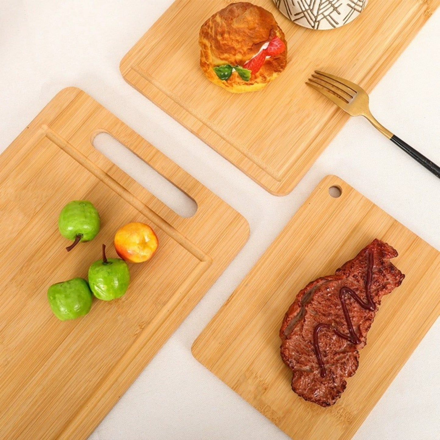 Wood Cutting Board, Reversible Chopping Boards with Hanging Hole Dishwasher Safe Meal Prep and Serving Boards for Kitchen