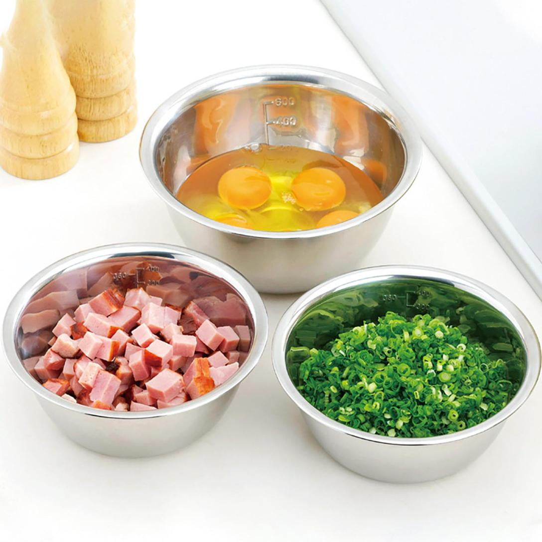 Meal Prep Stainless Steel Mixing Bowl Home, Refrigerator, and Kitchen Food Storage Organizers, No Lids, Stainless Steel Bowl Set for Space Saving Storage, Ideal for Cooking, Prepping &amp; Food Storage