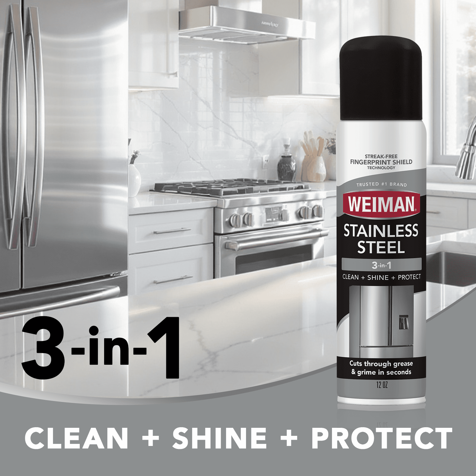 Weiman Stainless Steel Cleaner &amp; Polish Spray for Kitchen and Home Appliances, 12 oz, Floral Scent