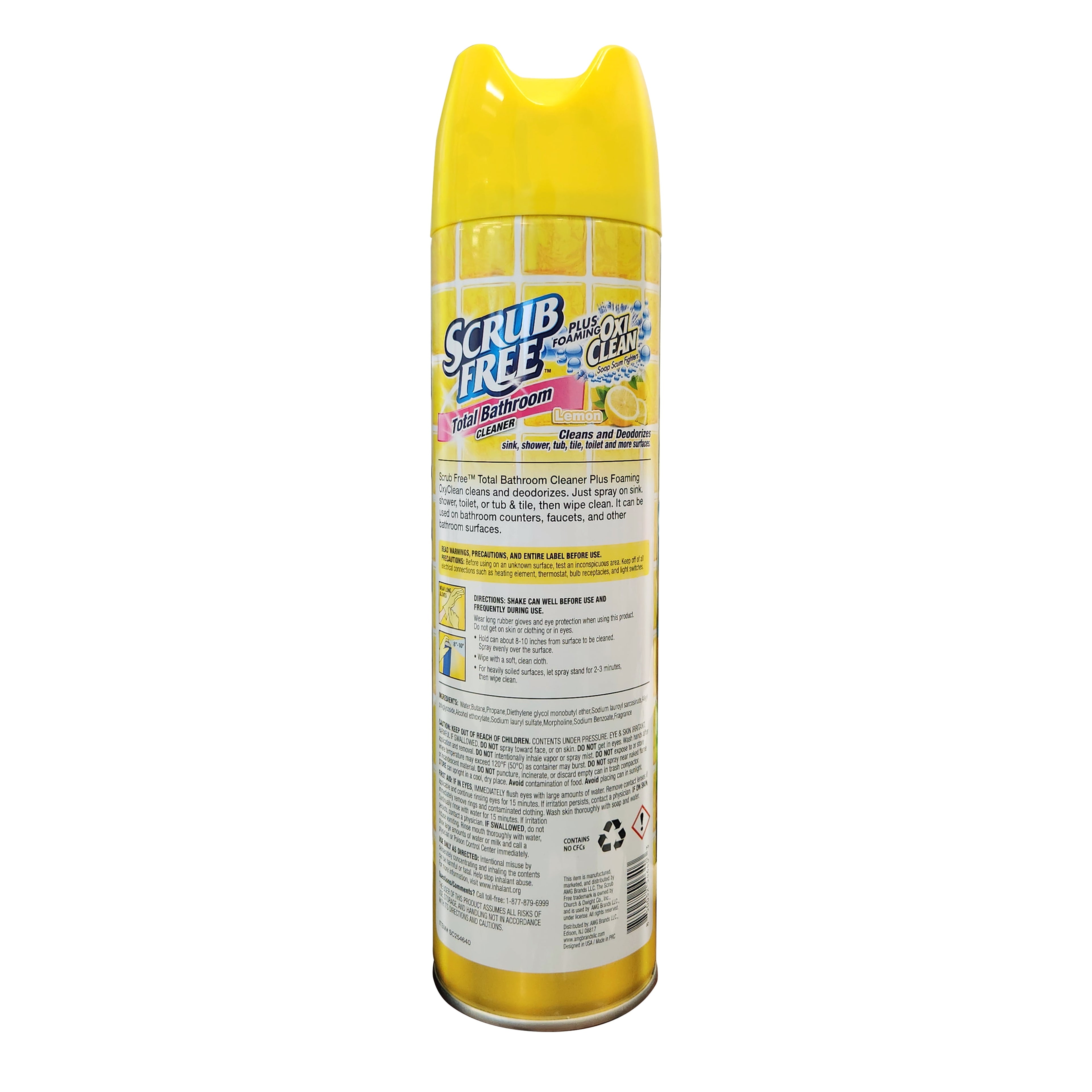 Scrub Free Bathroom Cleaner, Tough Stains &amp; Grime, Lemon Scent with Oxi Clean, 22 oz Foaming Spray