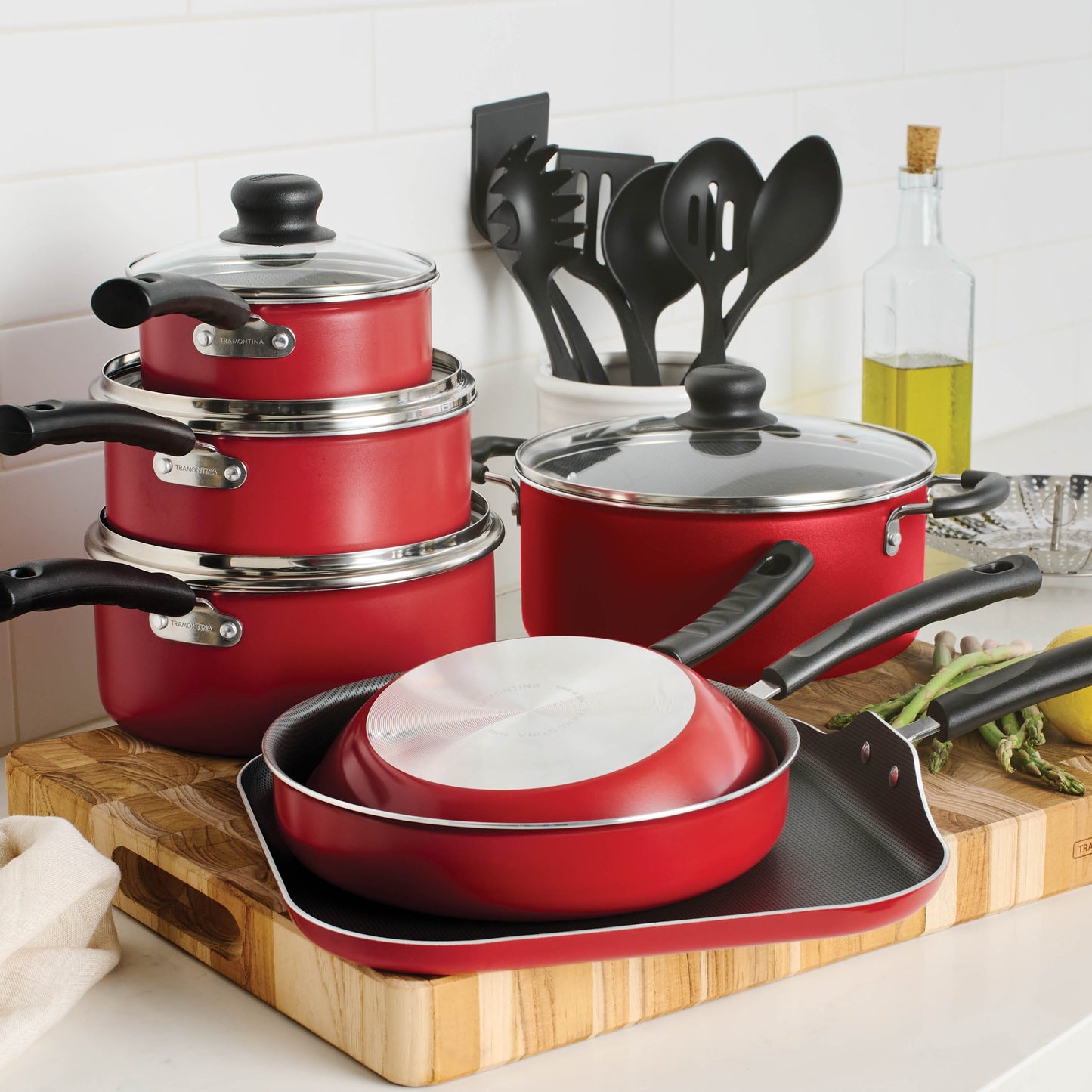 18 Piece Non-stick Cookware Set, Steel Gray