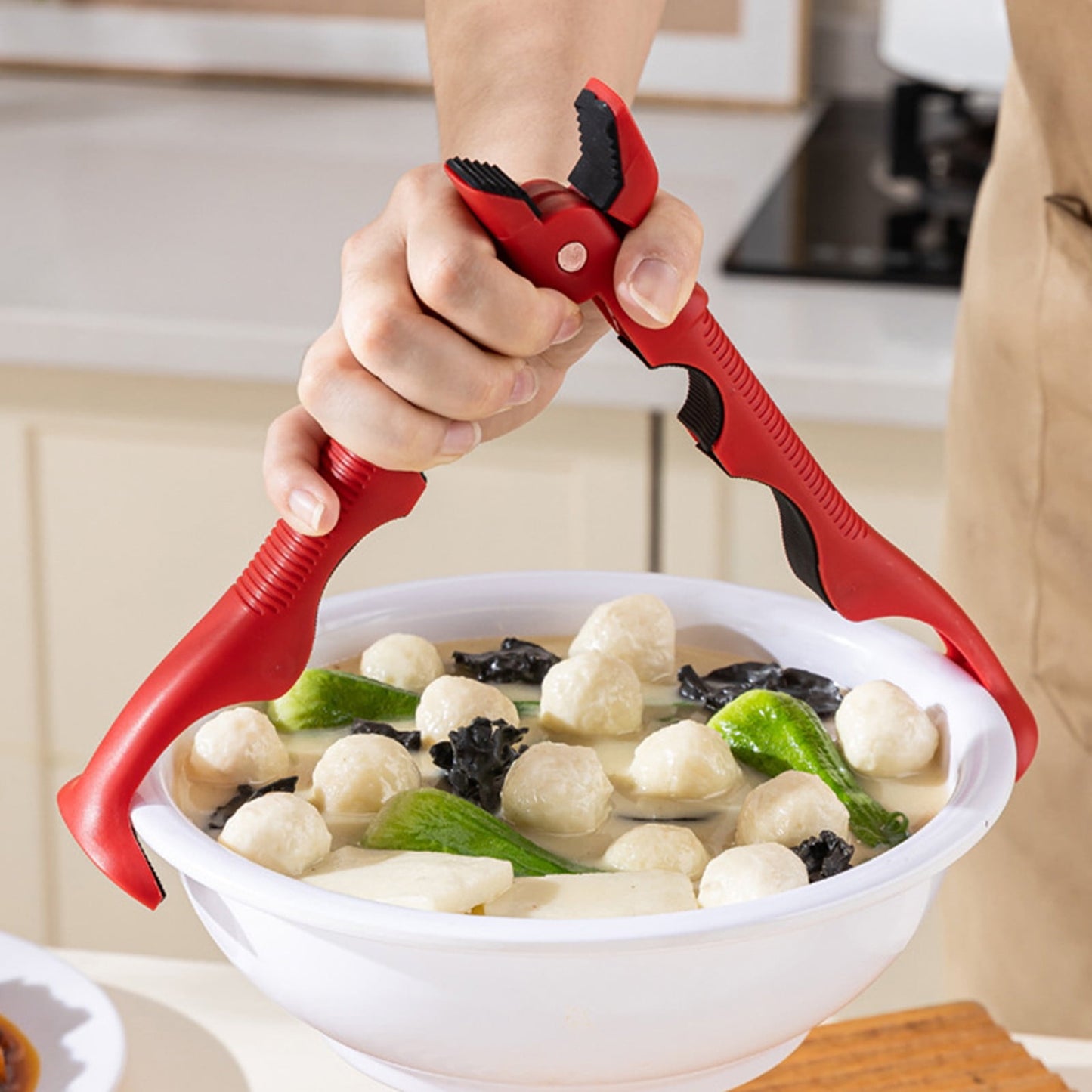 Silicone Bowl Clip &amp; Plate Lifter Tool, Heat Resistant Non Slip Grip, Kitchen Utensil for Lifting Hot Dishes, Secure Hold for Bowls &amp; Plates, Household Serving &amp; Cooking Aid