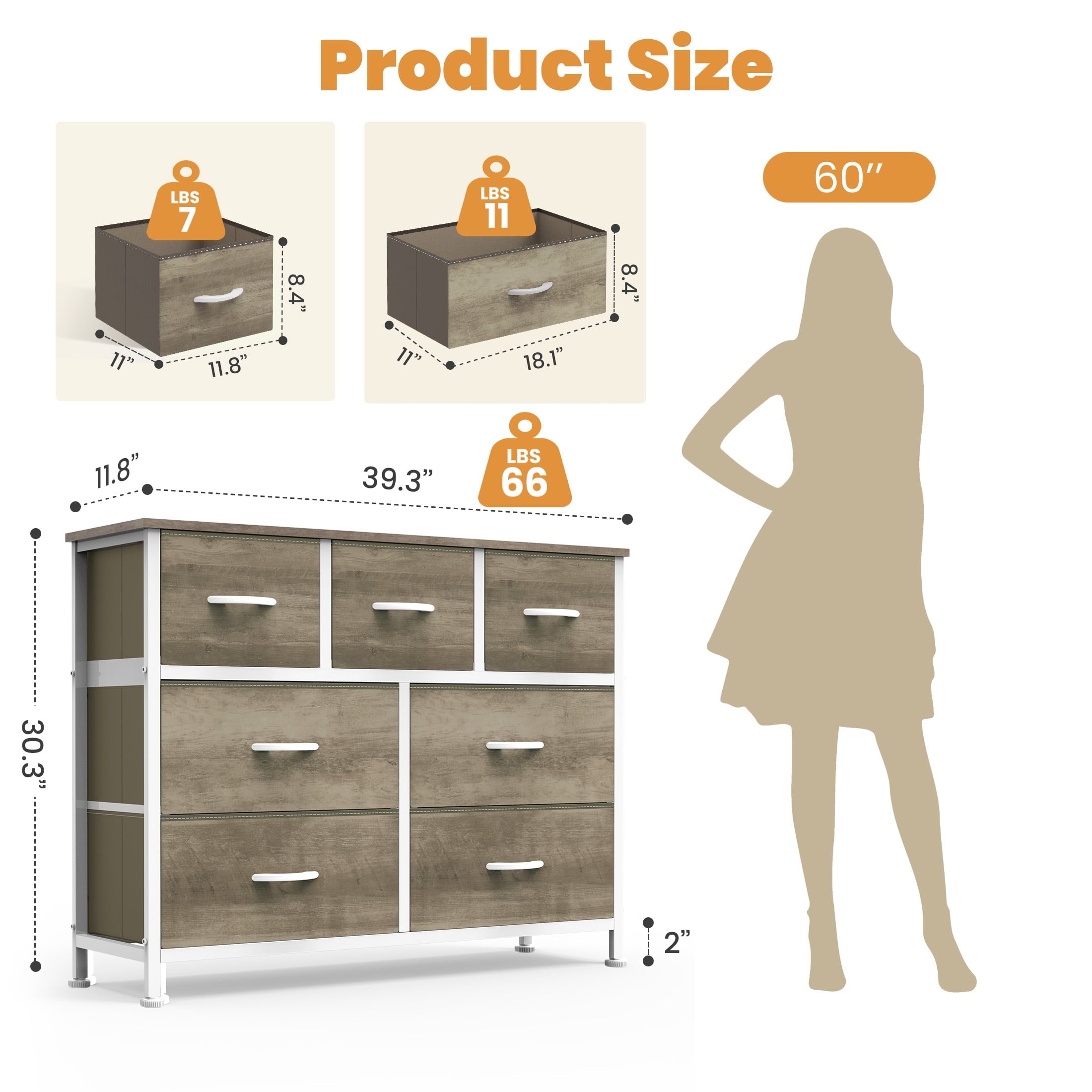 edx 5 Drawers Fabric Dresser for Bedroom, Drawer Organizer Storage Cabinet for Closet, Clothes, TV Stand, Black