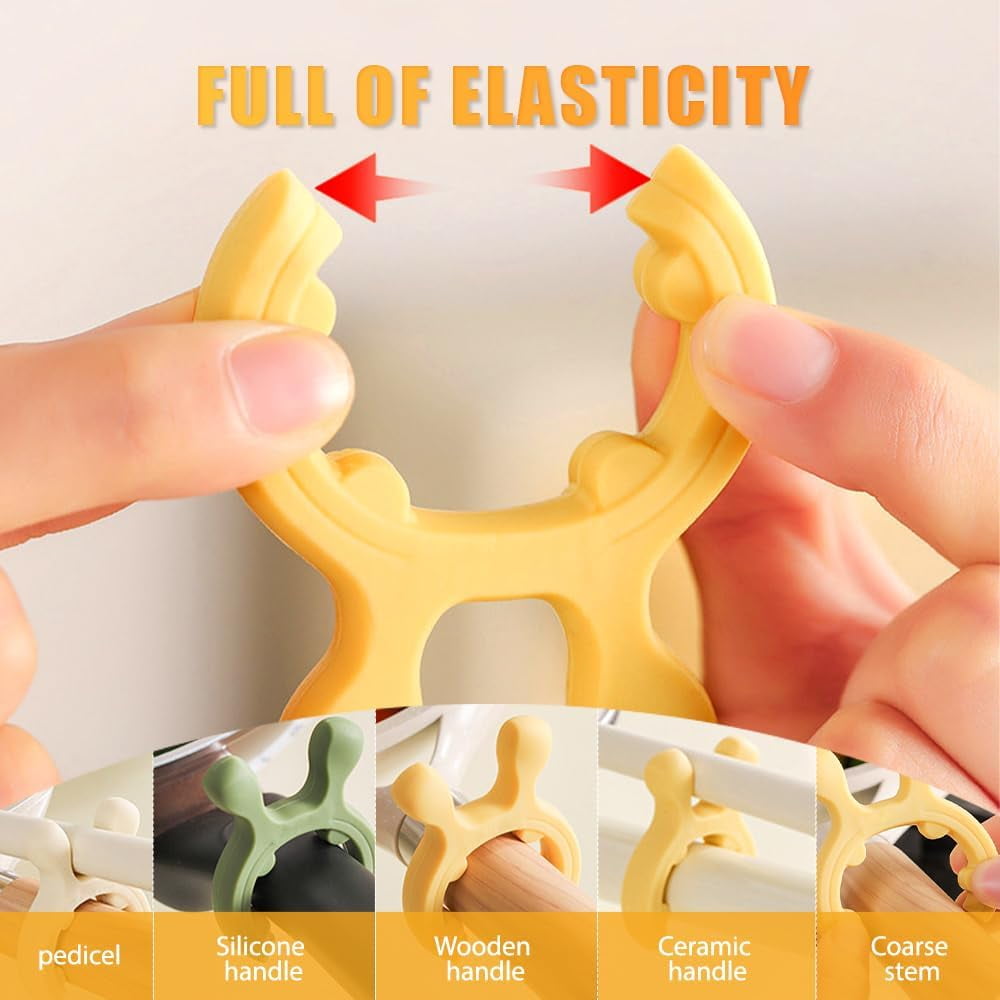 Multifunction Silicone Pot Handle Spatula Rack, Spoon Holder Stove Organizer Kitchen Gadgets, Steam Releaser,Utensil Anti Scalding Pot Clip for Cooking Accessories