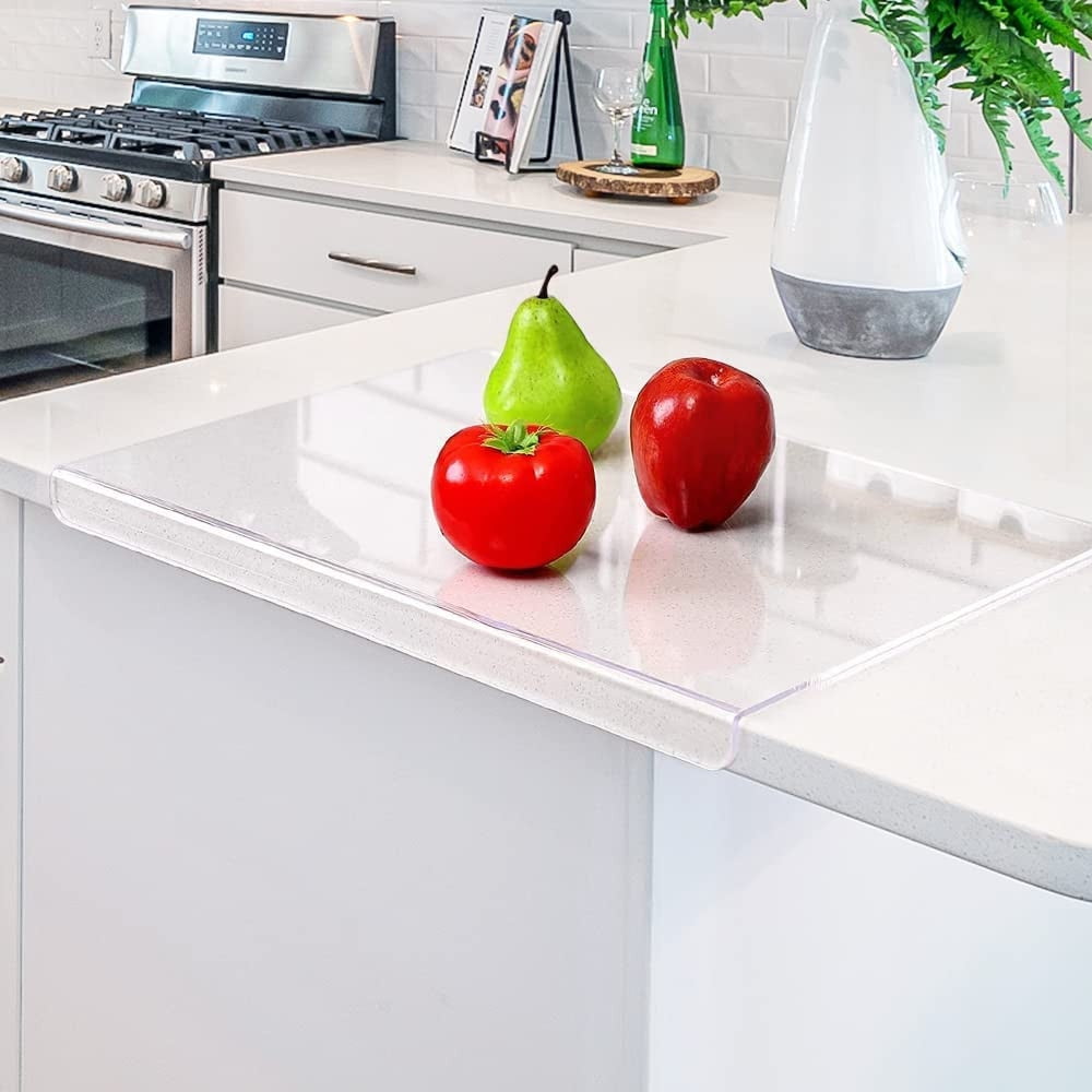 Transparent Acrylic Cutting Board with Edges | 18x16 Inch Countertop Protector for Kitchen Prep, Slicing, and Serving | Plastic Chopping Board for Home, Restaurant, and Commercial Use