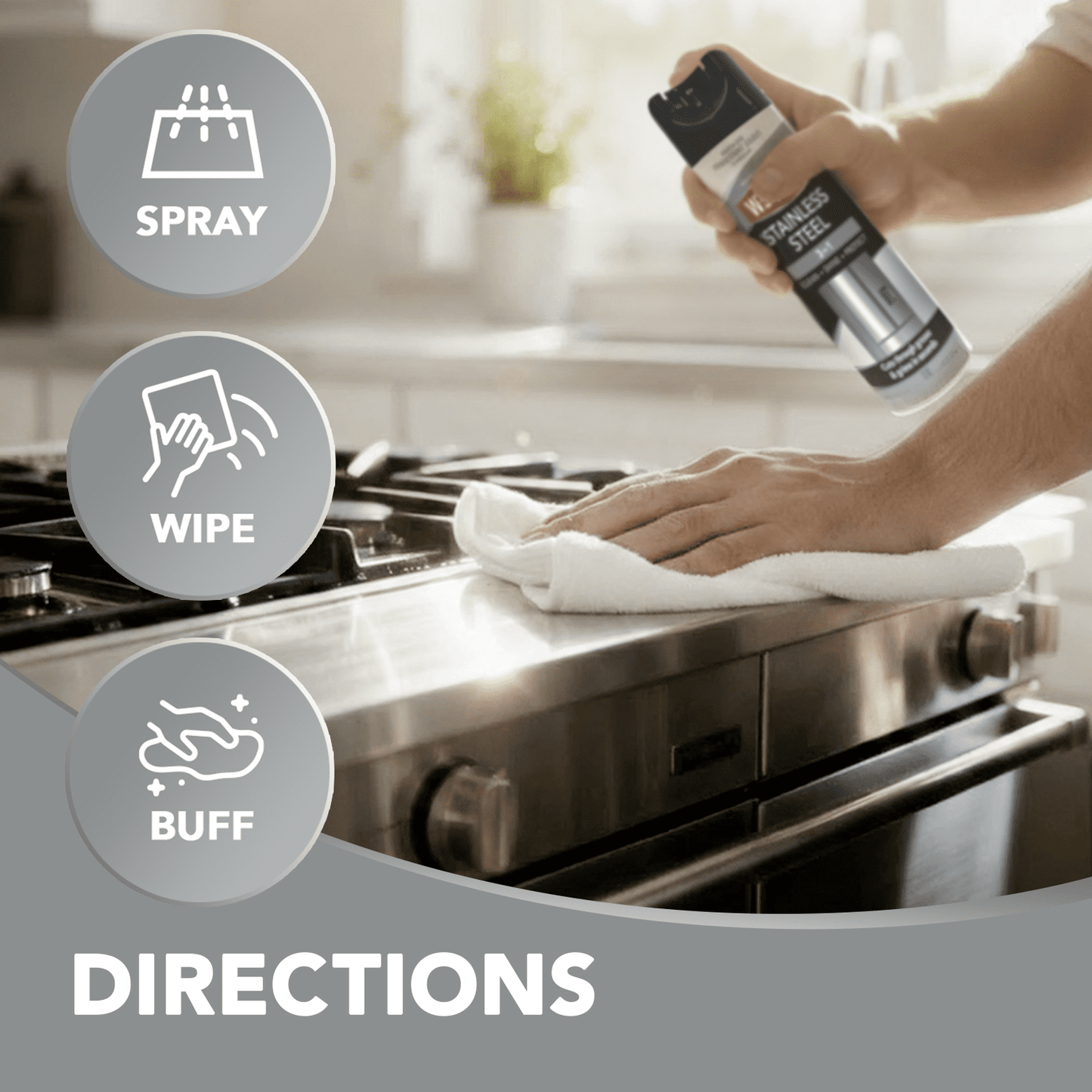 Stainless Steel Cleaner &amp; Polish Spray for Kitchen and Home Appliances, 12 oz, Floral Scent