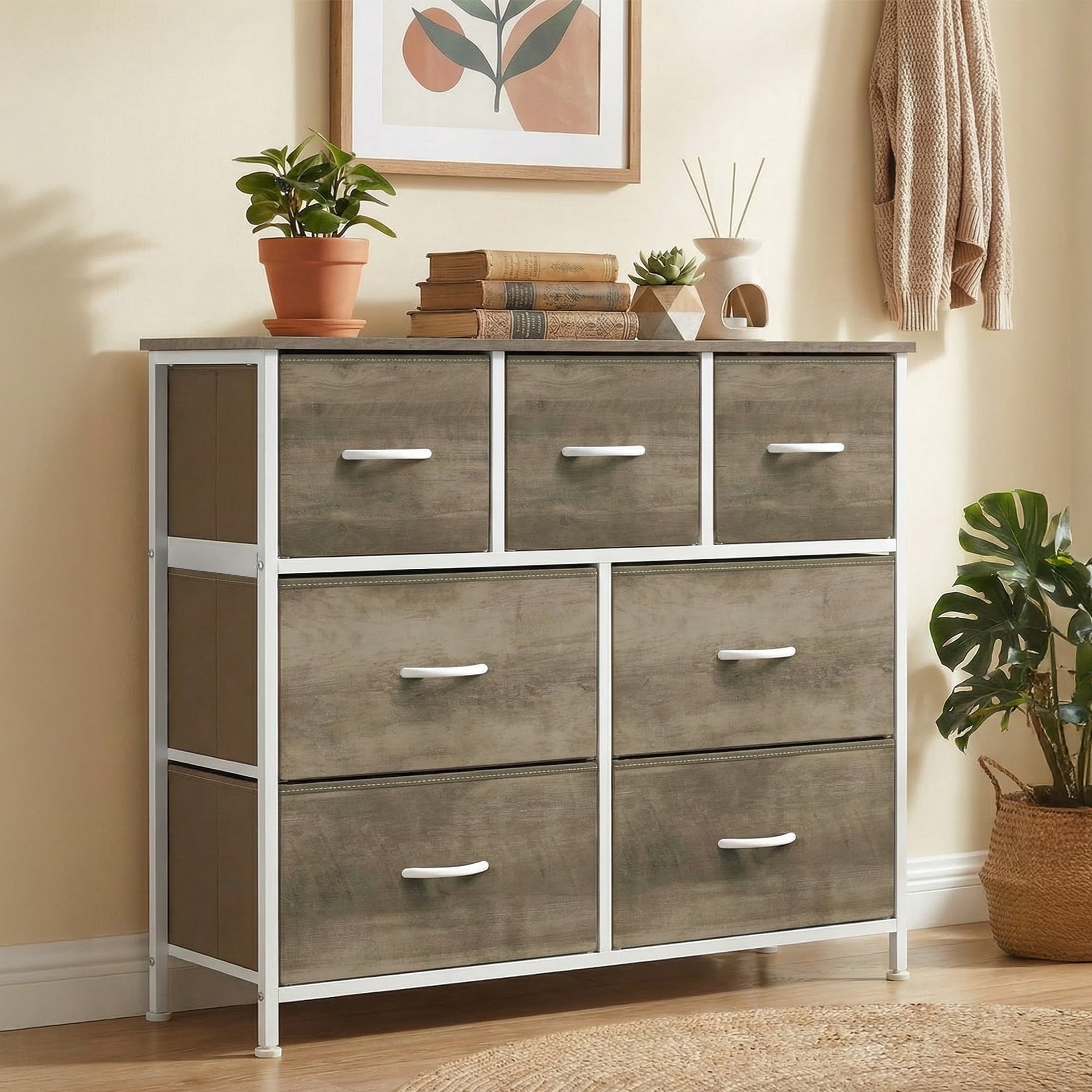 edx 5 Drawers Fabric Dresser for Bedroom, Drawer Organizer Storage Cabinet for Closet, Clothes, TV Stand, Black