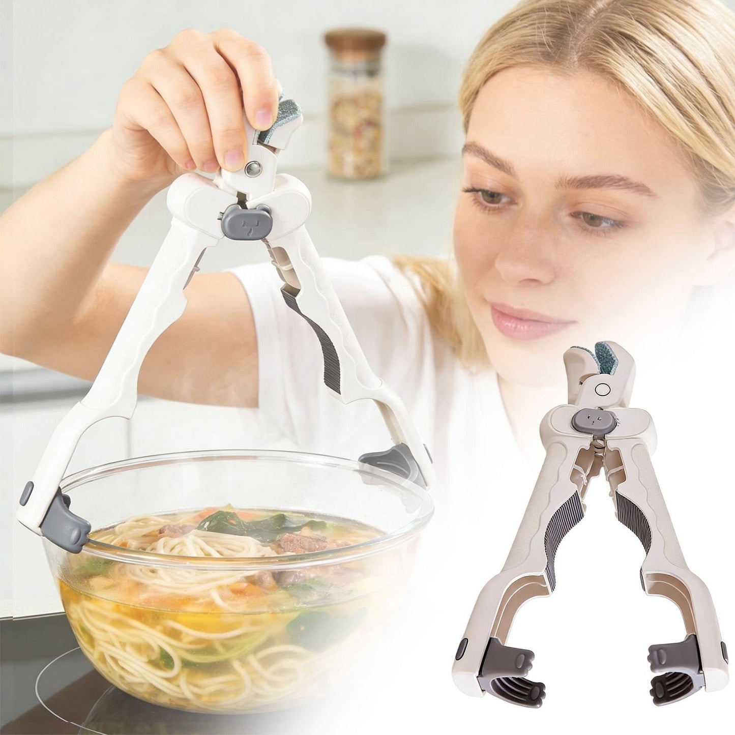 Hot Plate Gripper, Anti Scald Plate Gripper, Multi-Angle Anti-Scald Bowl Holder Clip &amp; Hot Plate Grabber Tool with Lock, Kitchen Utensil For Bowls Pans Dishes