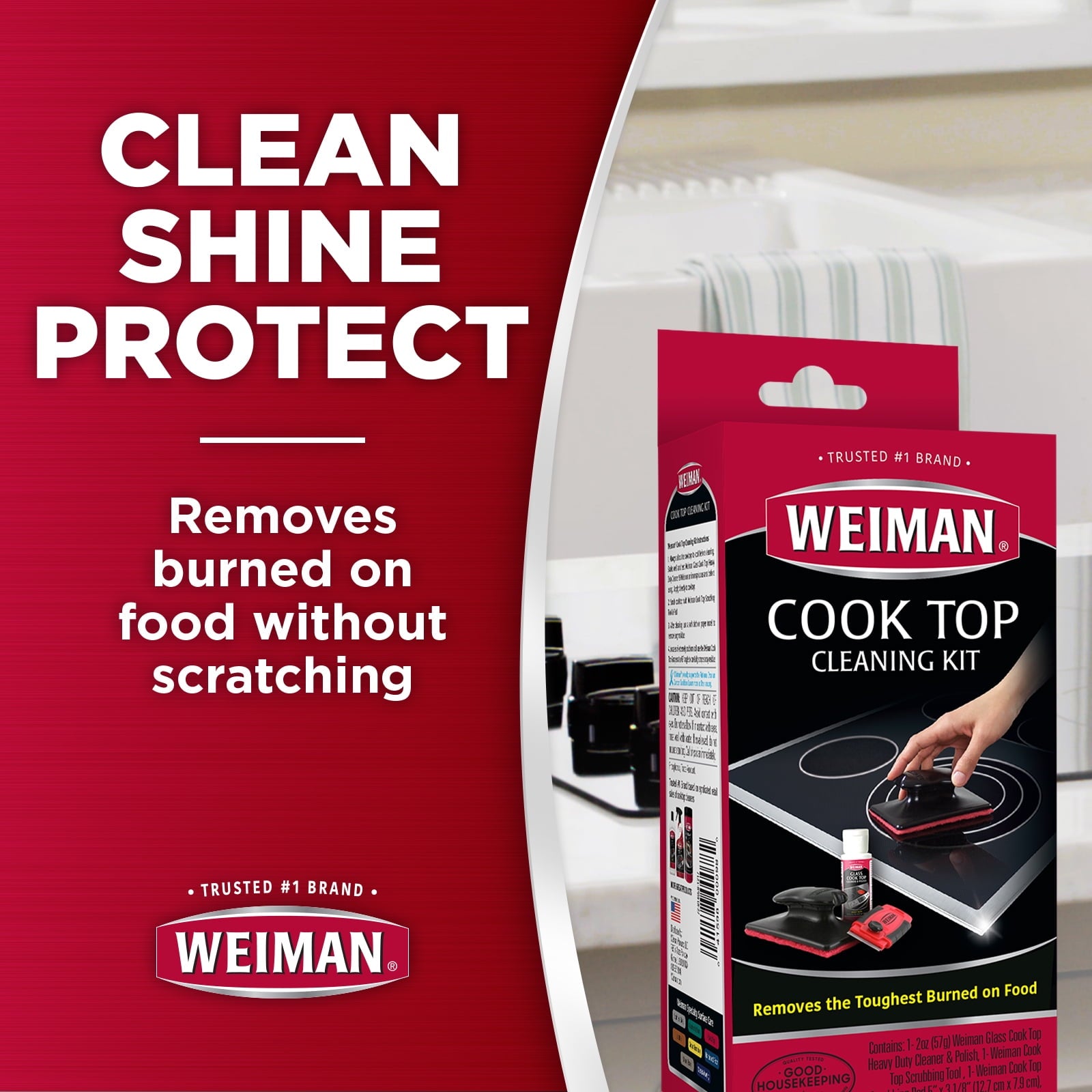 Weiman 5-In-1 Cook Top Complete Cleaning Kit - Includes Cream, Scrubbing Pad and Scraper Tool