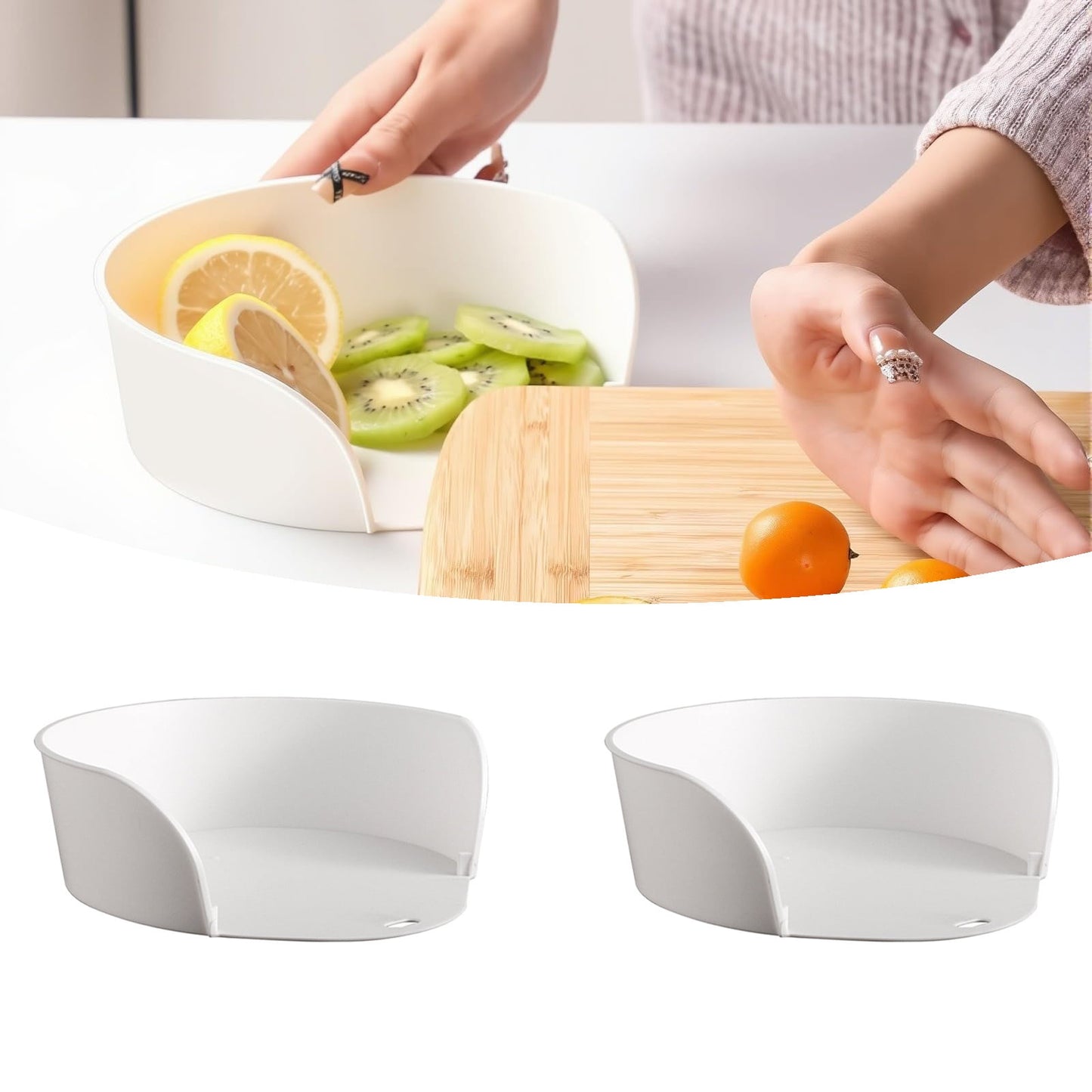 Cutting Board Food Prep Bowls Set - Slide-Under Kitchen Organization Trays with Corner Storage, for Meal Prep, Restaurants &amp; Home Cooking Accessories