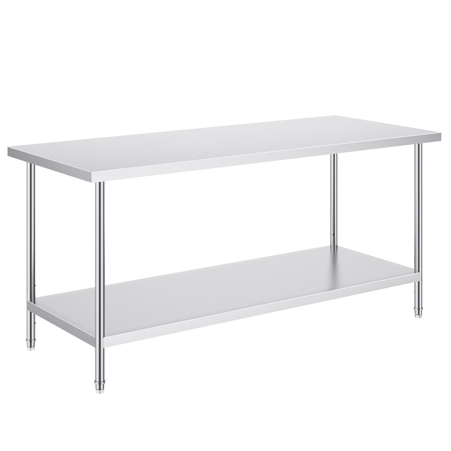 35 x 24 x 31 Inch Metal Prep Station, Heavy Duty Commercial Food Prep Work Table up to 700 lbs, Robust Stainless Steel Work Table with 3 Height Adjustment Options for Kitchen, Restaurant