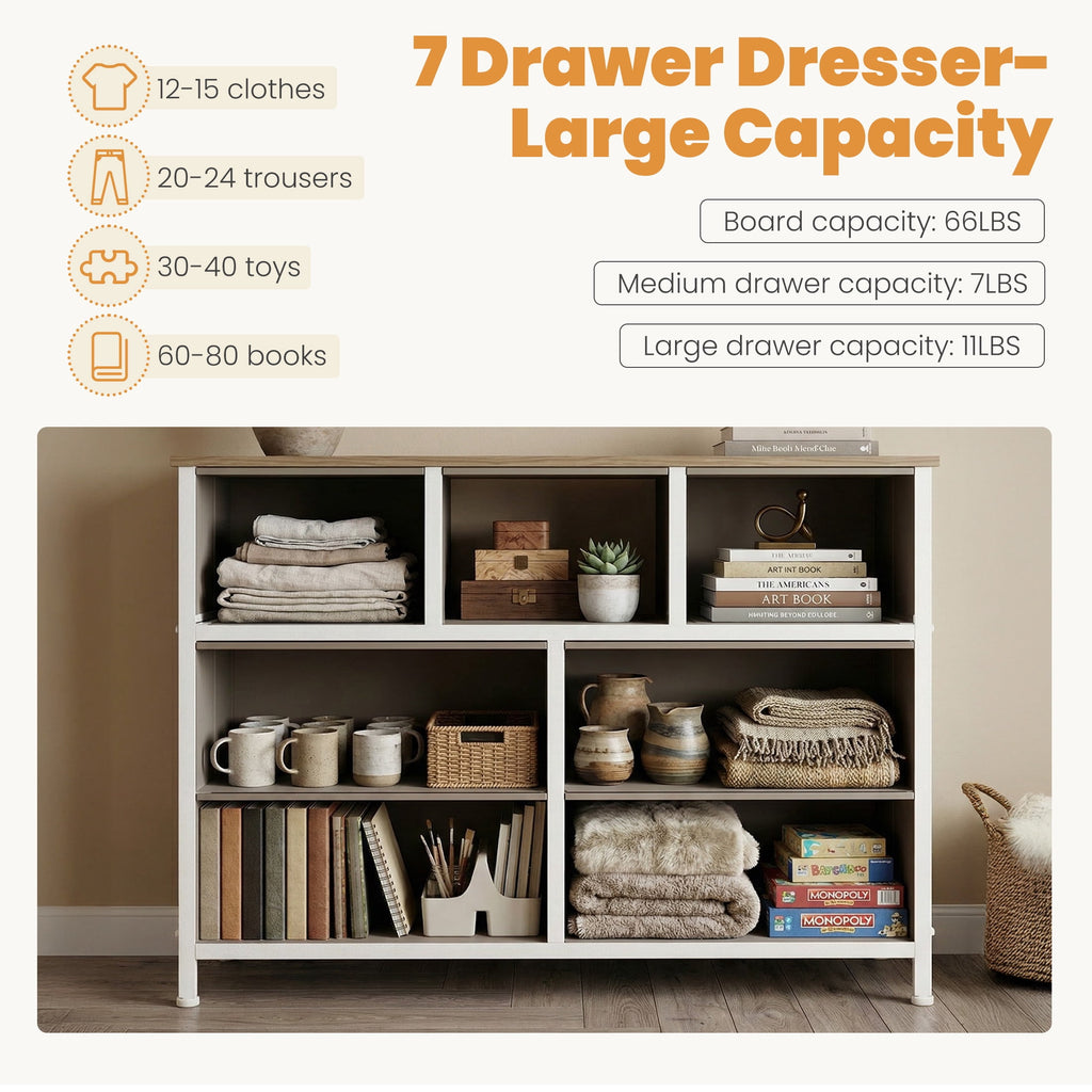 edx 5 Drawers Fabric Dresser for Bedroom, Drawer Organizer Storage Cabinet for Closet, Clothes, TV Stand, Black