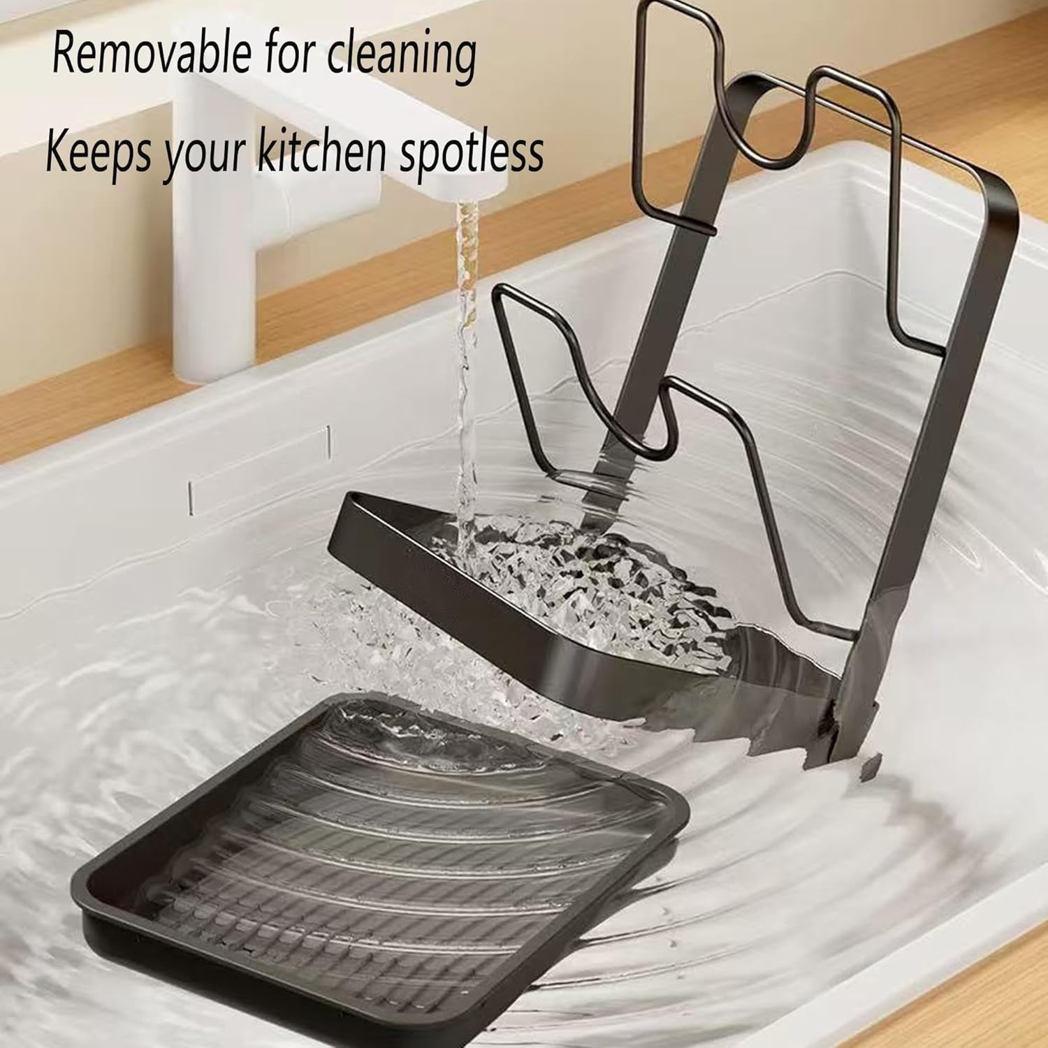 Kitchen Pot Lid Storage Rack，2026 Practical Cooking Tool Rack，Uses stainless steel to store cookware while cooking，great helper for keeping your countertop tidy