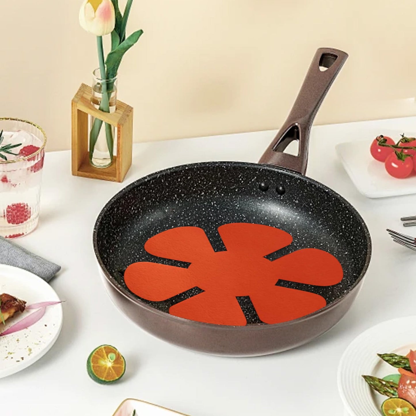 12pcs Pot Protector Non Stick Mat, Frying Pan Insulation Guard, Simple Design, Protect Cookware Surface, Oven Safe, Heat Resistant, Stain Free, Fabric, Kitchen Cooking Helper