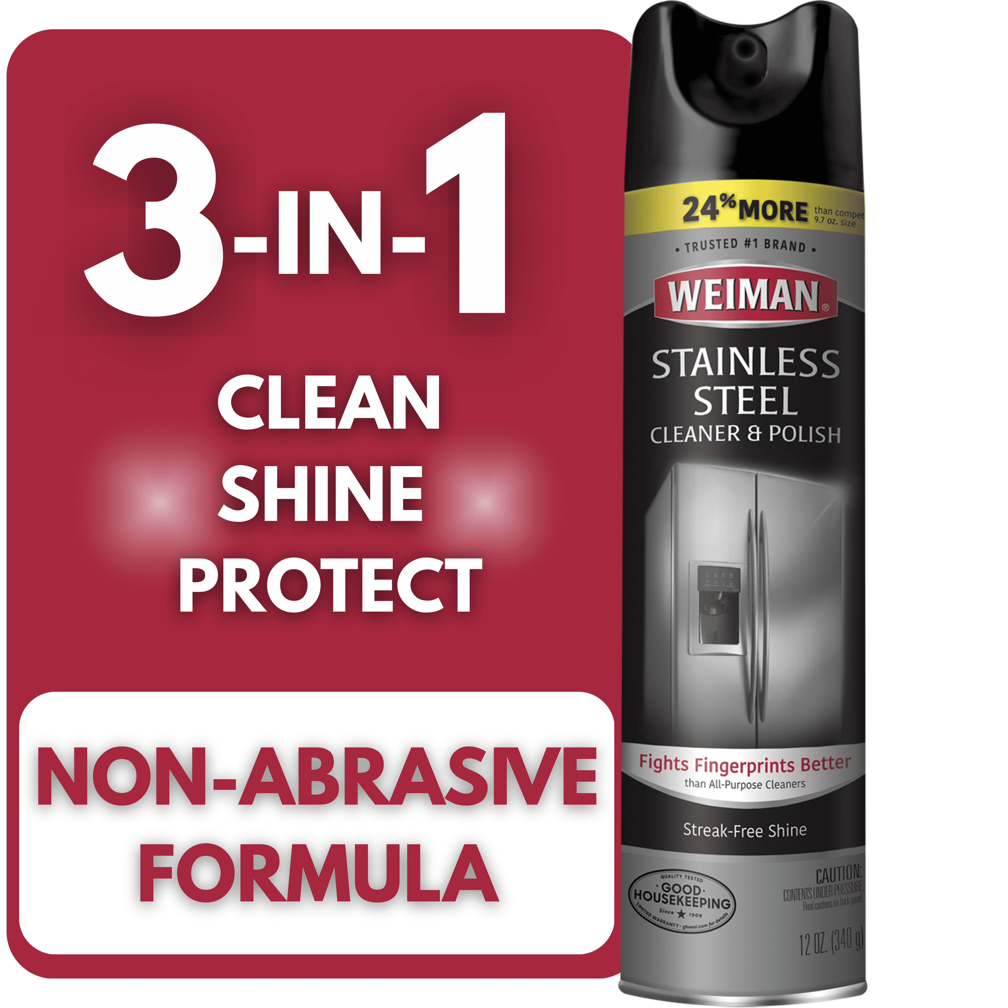 Weiman Stainless Steel Cleaner &amp; Polish Spray for Kitchen and Home Appliances, 12 oz, Floral Scent