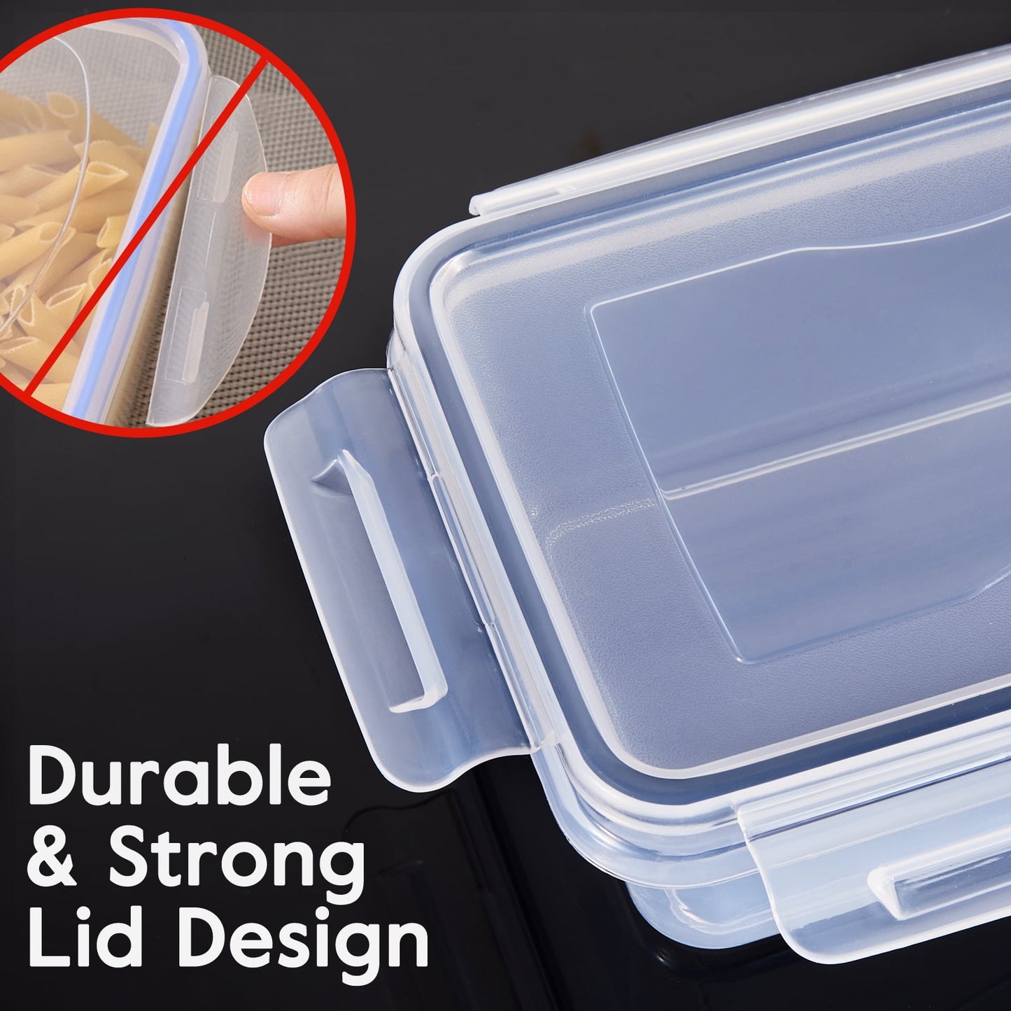 24-Pack Airtight Food Storage Container Set With Easy Snap Lock Lids - Plastic Containers For Picnics With 12 Boxes and 12 Lids, Camping, Office, And School