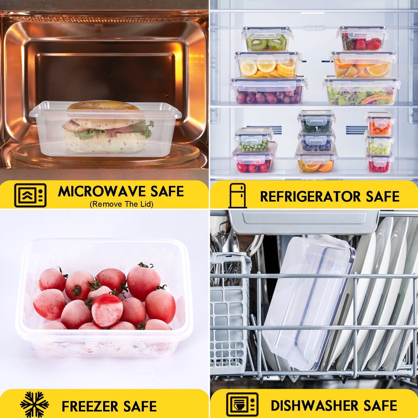 24-Pack Airtight Food Storage Container Set With Easy Snap Lock Lids - Plastic Containers For Picnics With 12 Boxes and 12 Lids, Camping, Office, And School