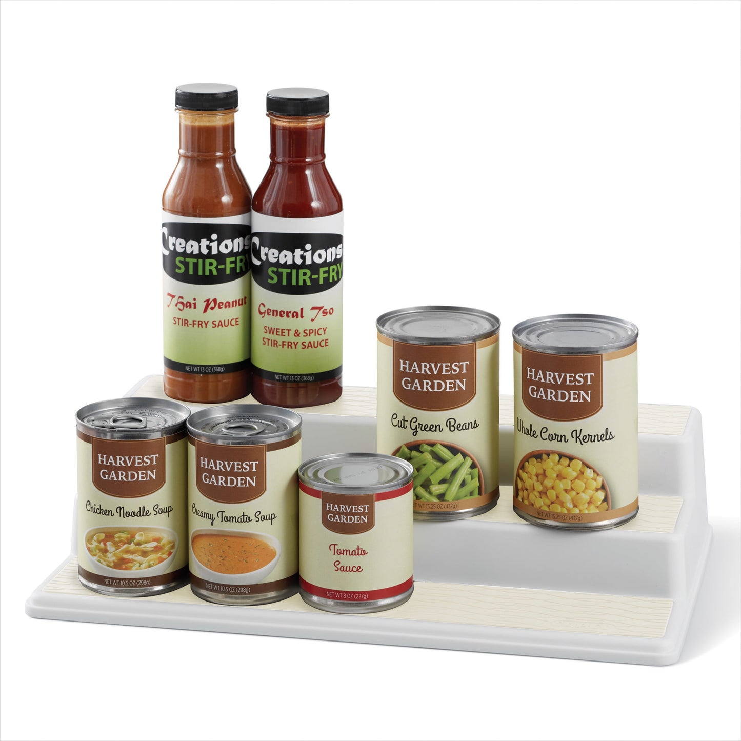 Non-Skid 3-Tier Spice Pantry Kitchen Cabinet Organizer, 15-inch, White/Gray