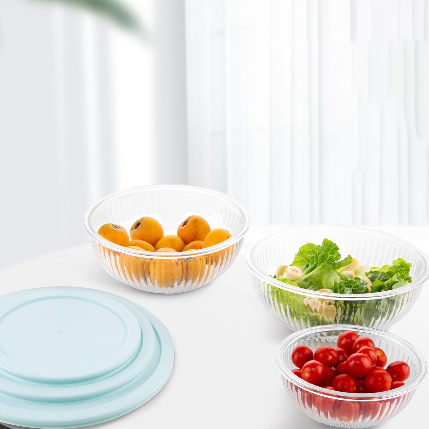 6-Piece Glass Mixing Bowls with Lids,Glass Nesting Bowls for Food Prep Serving Baking,Kitchen Storage