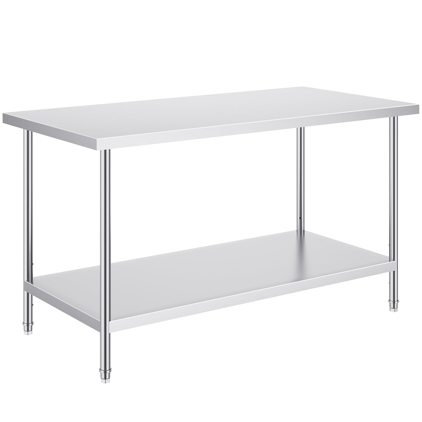 35 x 24 x 31 Inch Metal Prep Station, Heavy Duty Commercial Food Prep Work Table up to 700 lbs, Robust Stainless Steel Work Table with 3 Height Adjustment Options for Kitchen, Restaurant