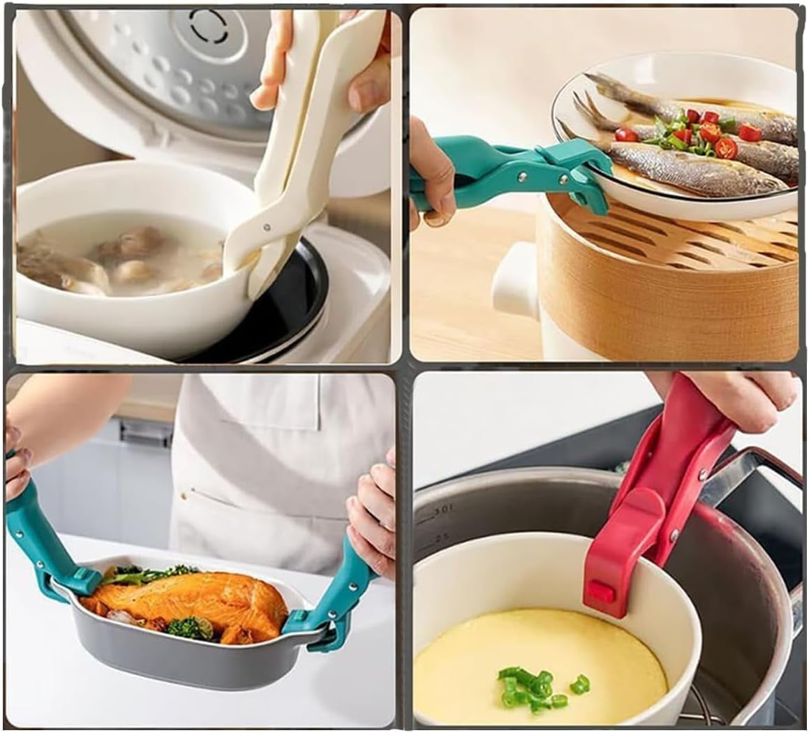 Hot Plate Gripper: 2Pcs Hot Plate Gripper Tongs, Anti-Scald Plates Grippers Lifters, Multi Angle Pan Clips Tool, Kitchen Utensil For Bowls Pans Dishes