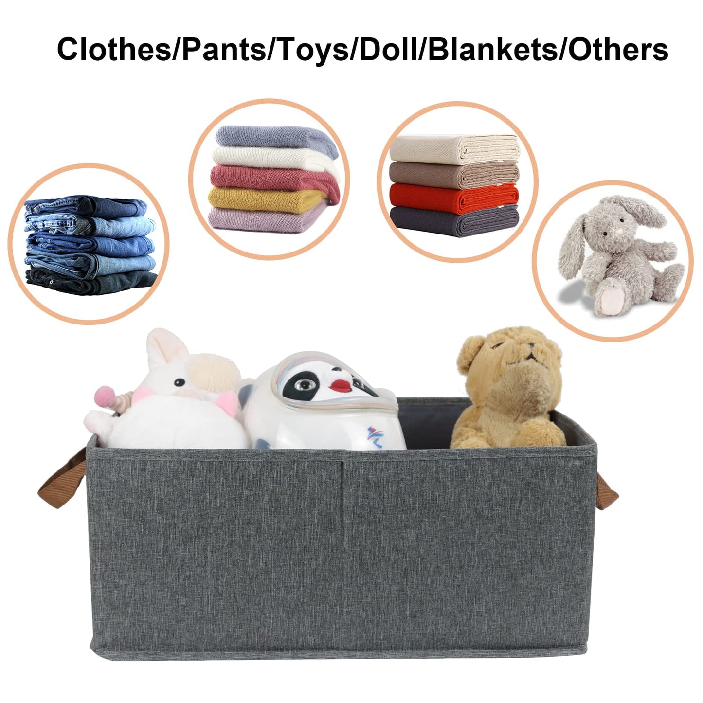 3 Pack Large Capacity Storage Bins Closet Organizer System, Sturdy Storage Boxes for Organizing Clothing, Sheets, Toys, Books - Shelf Organizer Shelves Basket Storage Bin
