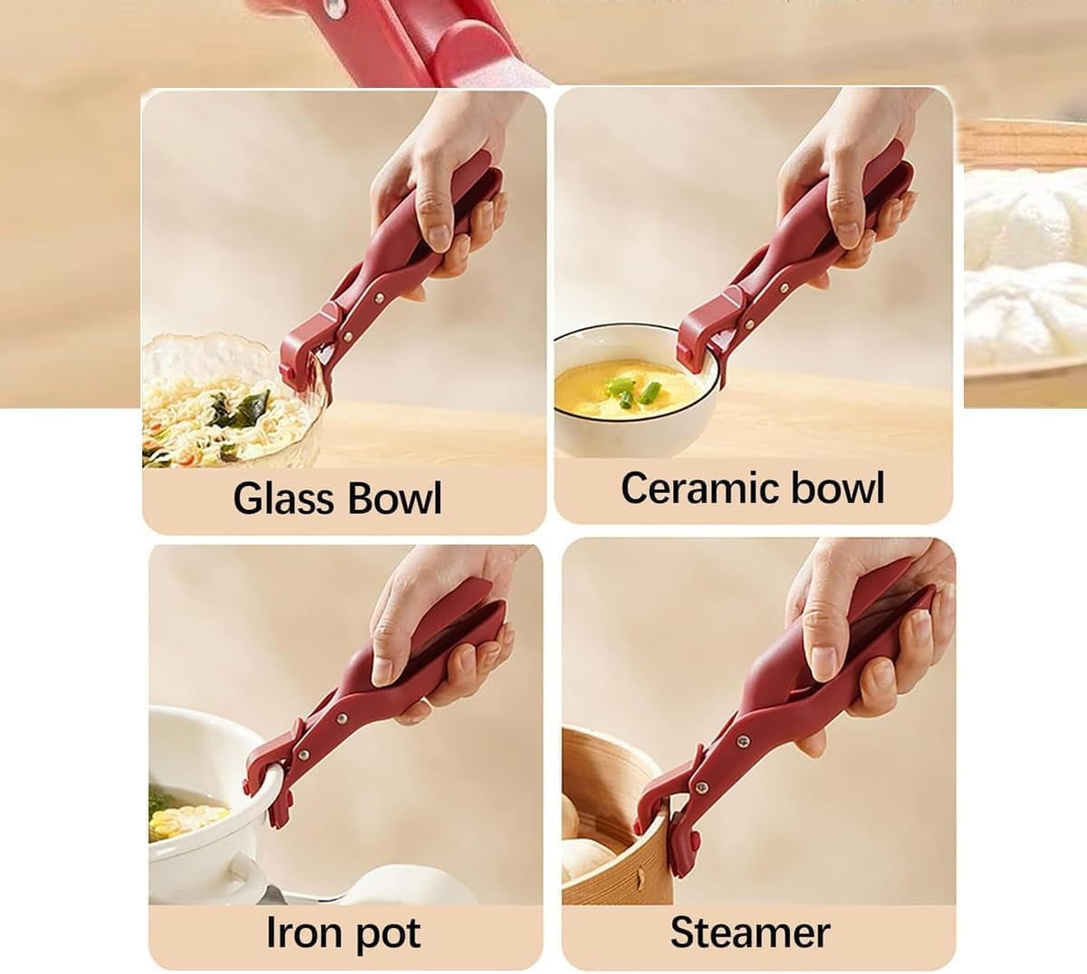 Hot Plate Gripper: 2Pcs Hot Plate Gripper Tongs, Anti-Scald Plates Grippers Lifters, Multi Angle Pan Clips Tool, Kitchen Utensil For Bowls Pans Dishes