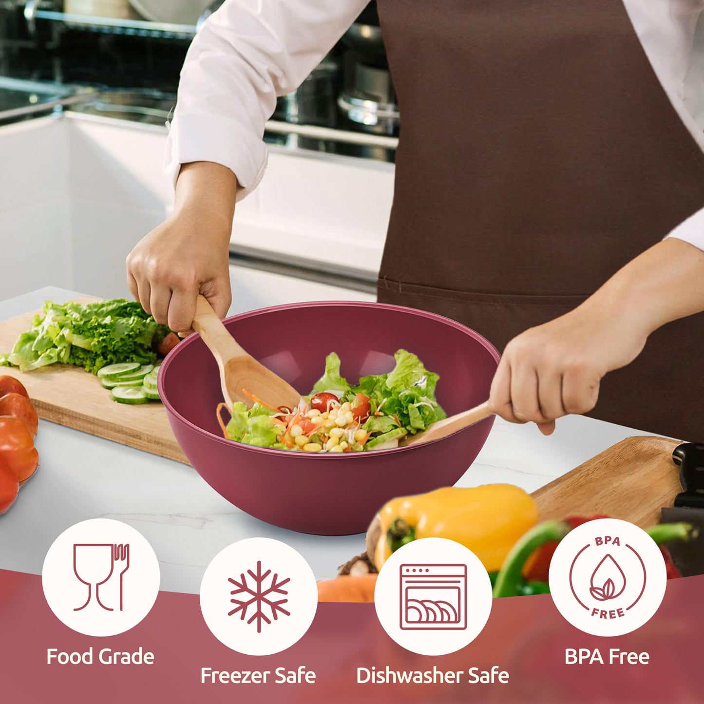 Mixing Bowls with Airtight Lids Set of 6, Plastic Nesting Bowls Prep Bowls for Mixing, Serving, Kitchen Preparing, Storage, Microwave &amp; Freezer Safe