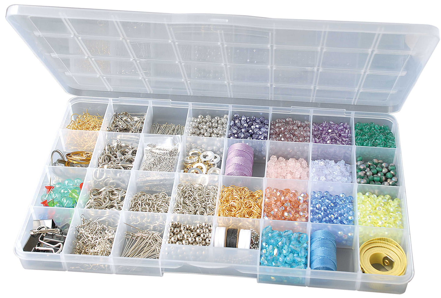 32 Comp Large Bead Keeper Box - Clear Plastic - 2176