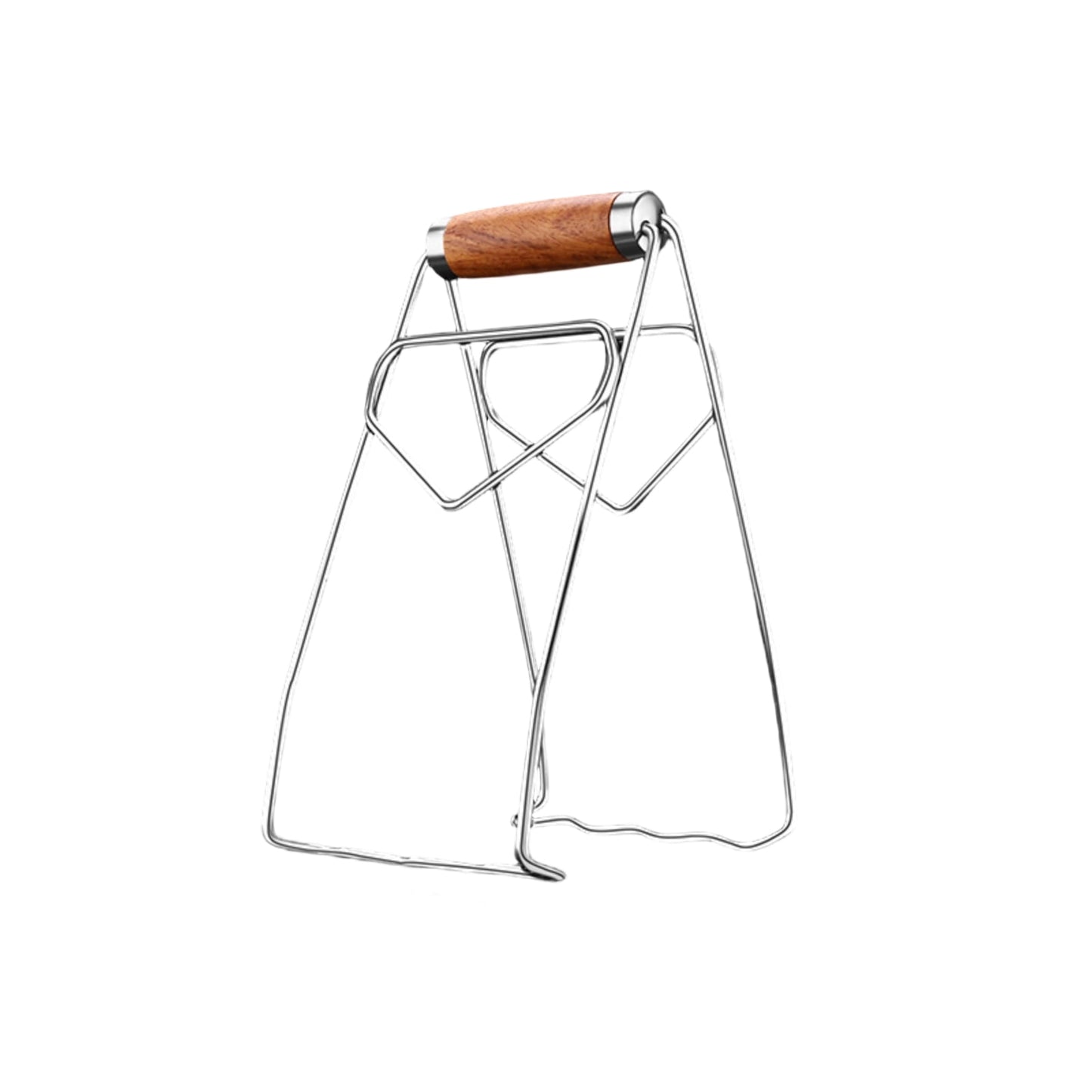 304 Stainless Steel Plate Gripper Tongs Hot Dish Holder Clip Kitchen Bowl Lifter Anti-Scald Pot Clamp Multi-Functional Cookware Tool with Wood Handle A, 7.8", 1Pcs