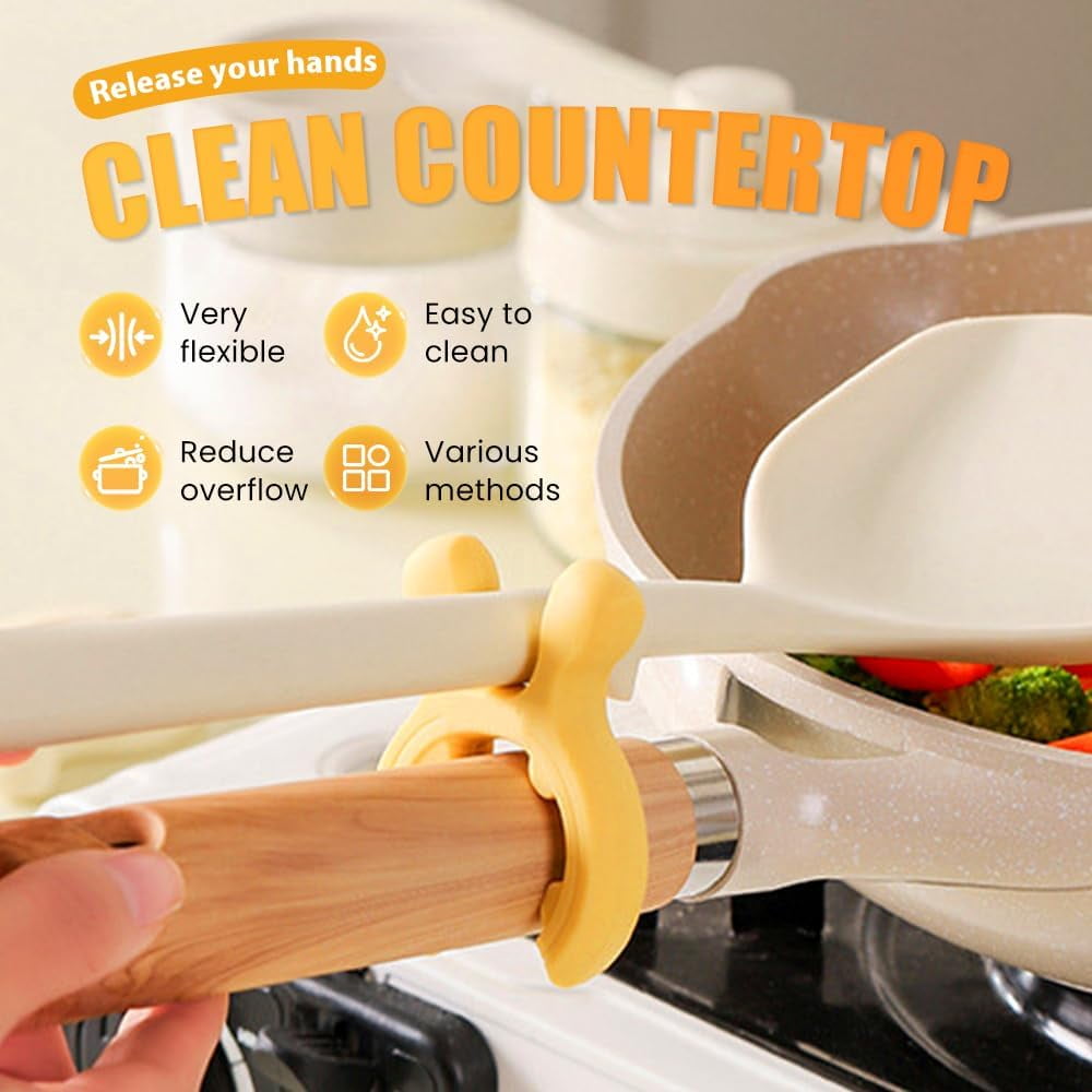 Multifunction Silicone Pot Handle Spatula Rack, Spoon Holder Stove Organizer Kitchen Gadgets, Steam Releaser,Utensil Anti Scalding Pot Clip for Cooking Accessories
