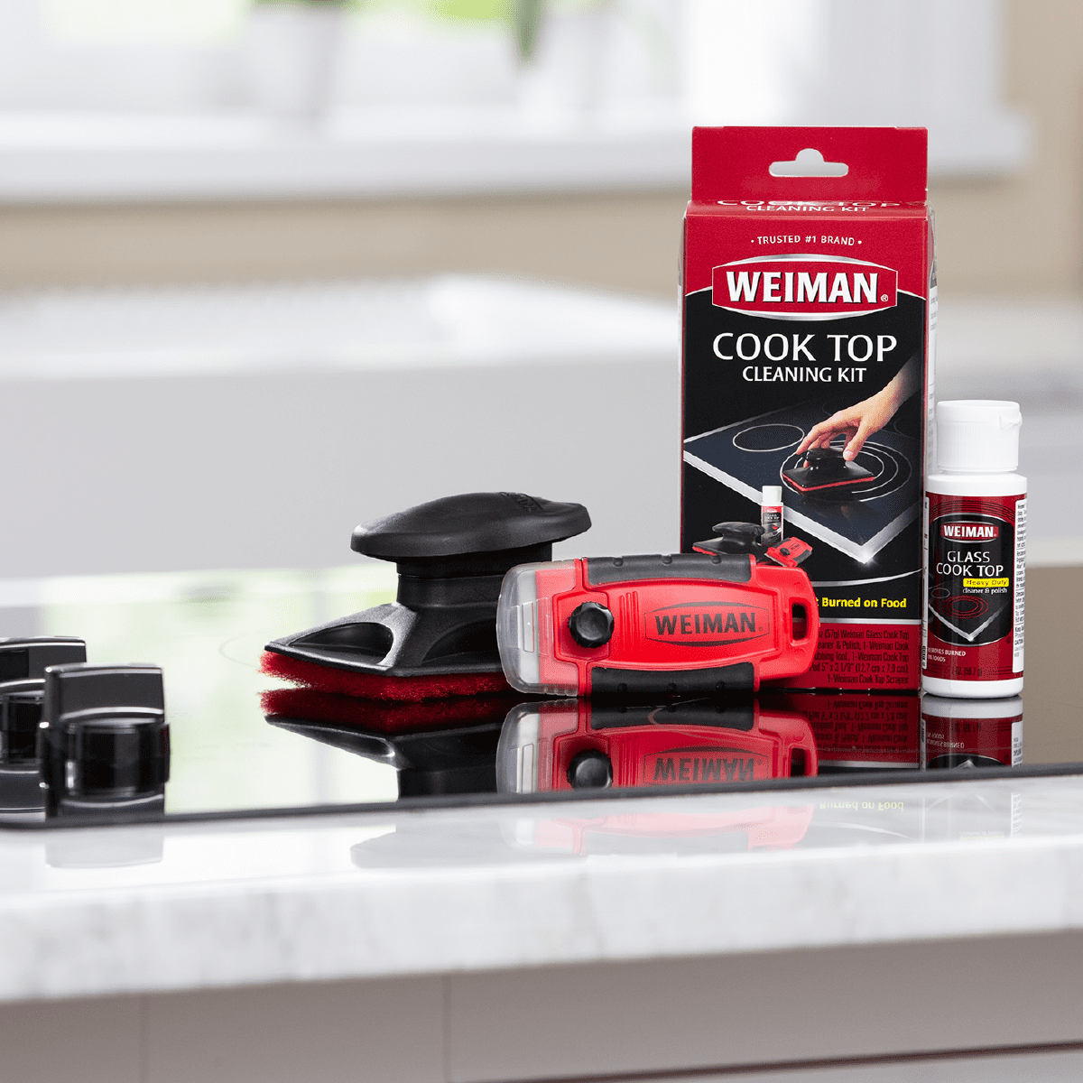 Weiman 5-In-1 Cook Top Complete Cleaning Kit - Includes Cream, Scrubbing Pad and Scraper Tool