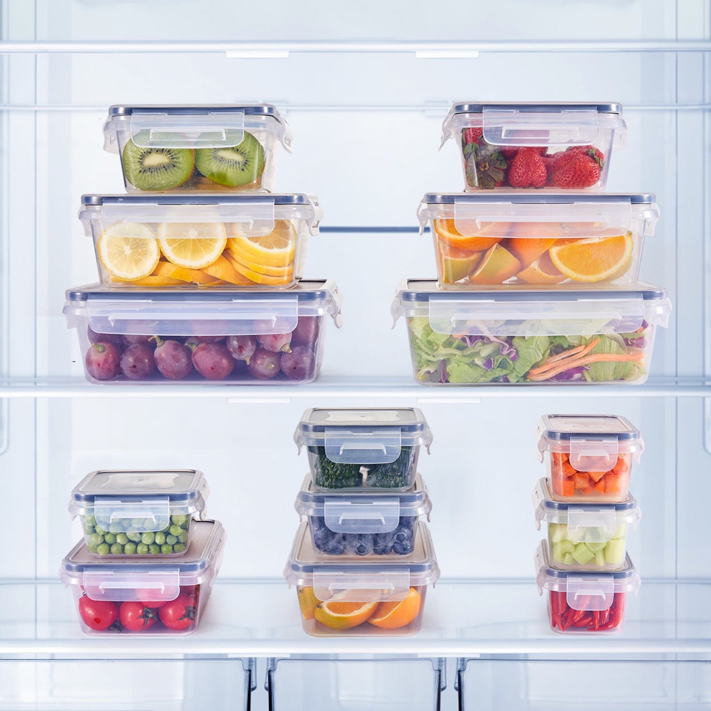 24-Pack Airtight Food Storage Container Set With Easy Snap Lock Lids - Plastic Containers For Picnics With 12 Boxes and 12 Lids, Camping, Office, And School