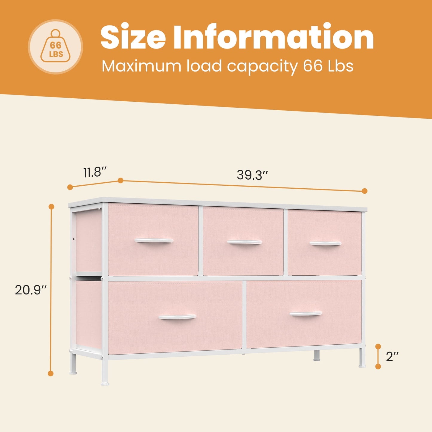 5 Drawers Fabric Dresser for Bedroom, Drawer Organizer Storage Cabinet for Closet, Clothes, TV Stand, Black