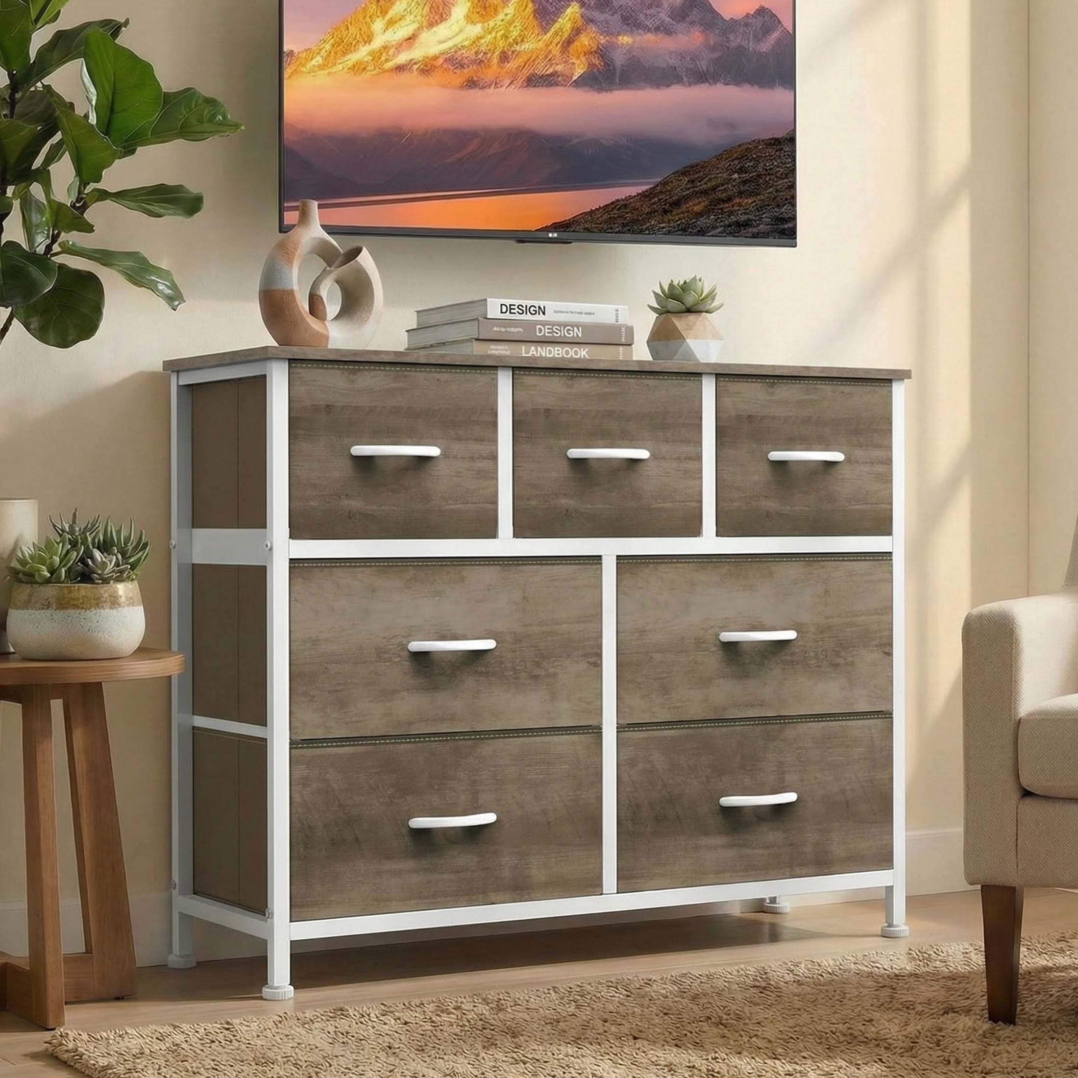 edx 5 Drawers Fabric Dresser for Bedroom, Drawer Organizer Storage Cabinet for Closet, Clothes, TV Stand, Black